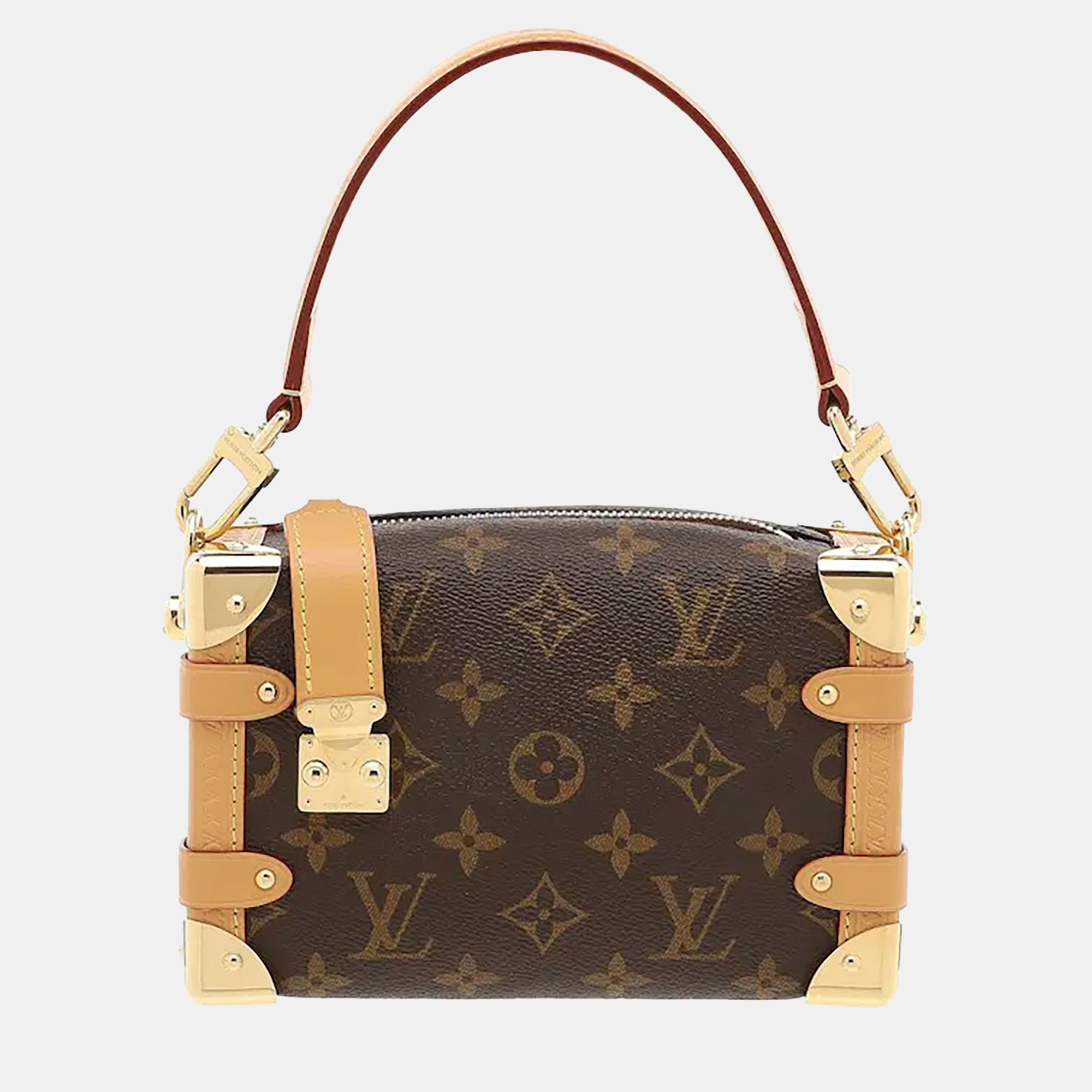 Louis Vuitton Side Trunk PM Brown Monogram Canvas Cowhide Leather Shoulder Bag