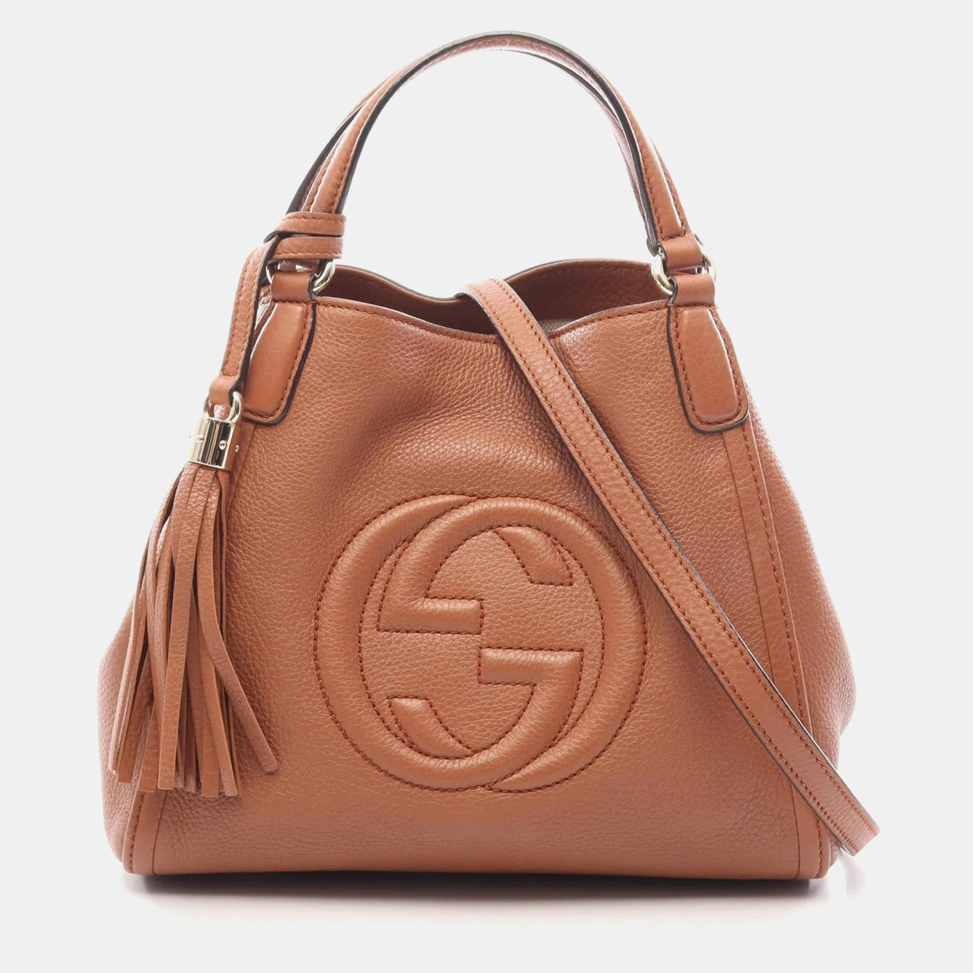 Gucci Soho Small Brown Pebbled Leather Top Handle Bag