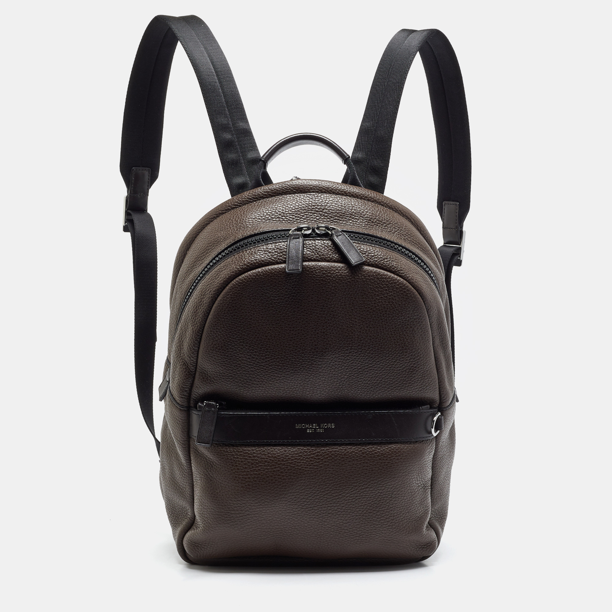 Michael Kors Greyson Dark Brown/Black Leather Backpack