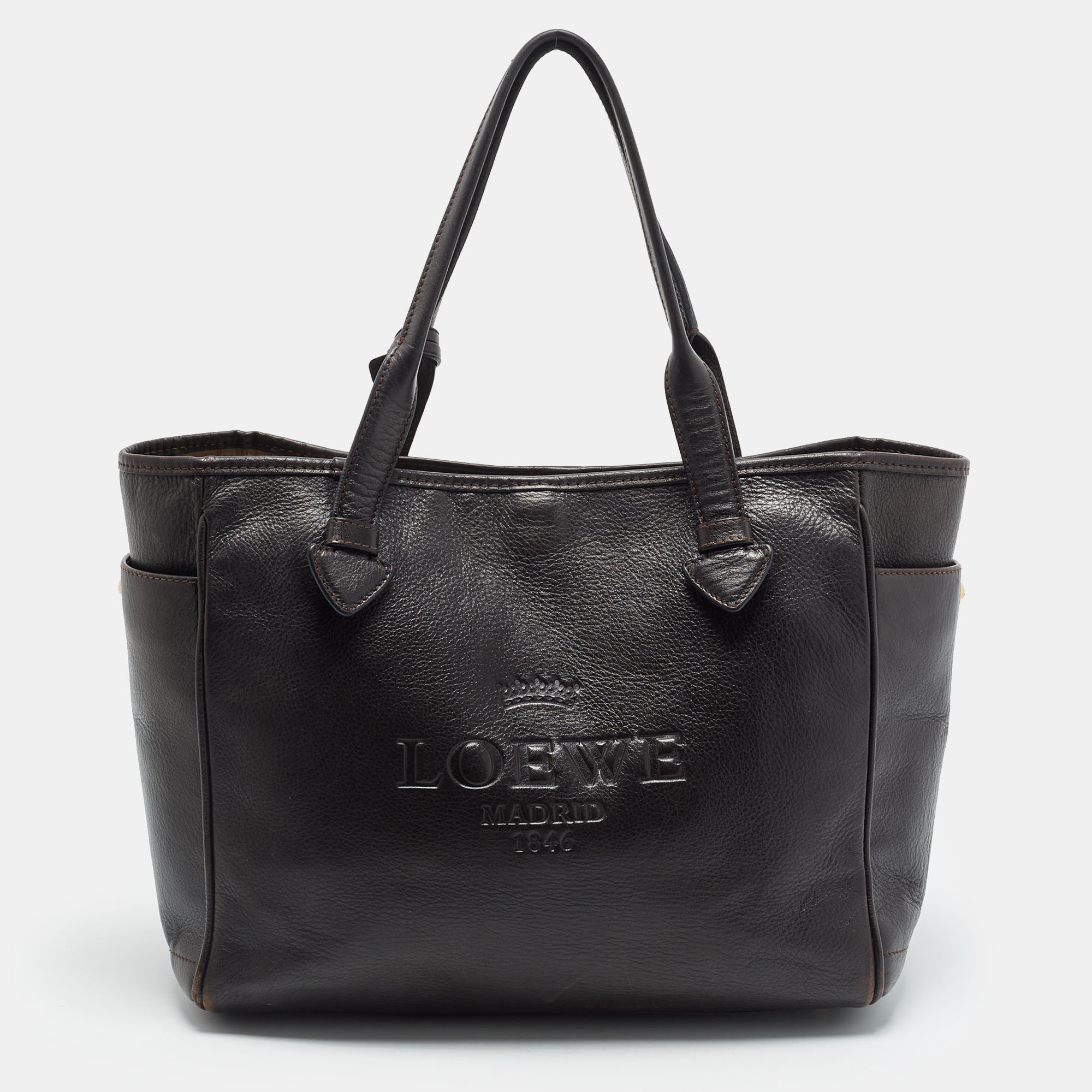 Loewe Heritage Dark Brown Leather Tote