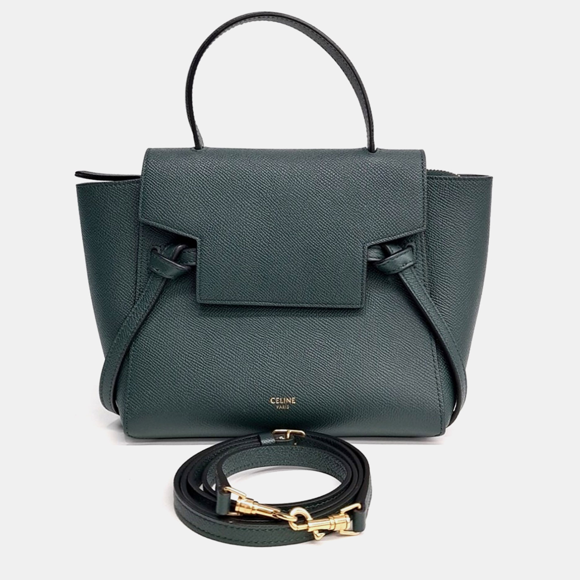 Celine Green Leather Belt Bag Nano