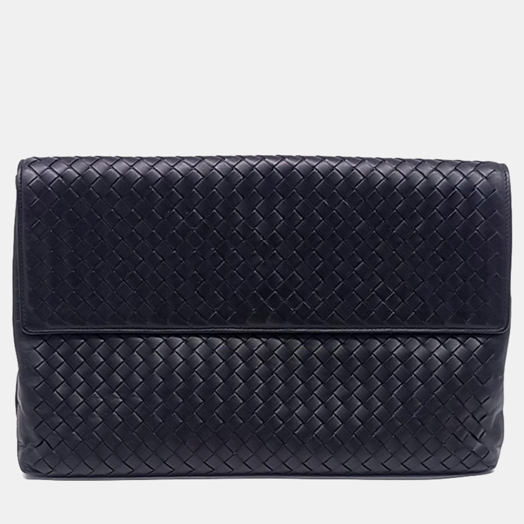 Bottega Veneta Black Leather Mesh Clutch
