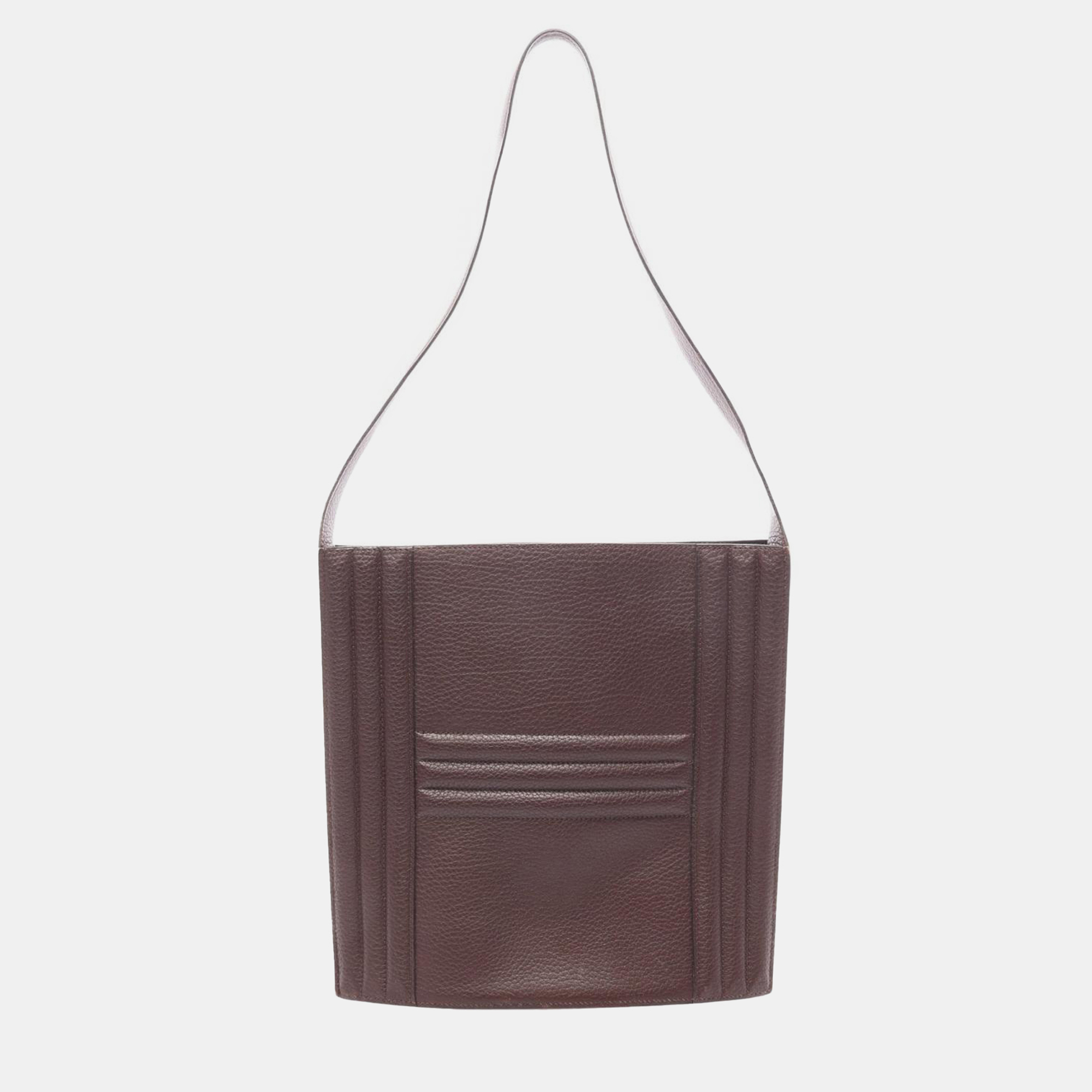 Hermes Cadena Kelly One Size Brown Fjord Leather Shoulder Bag
