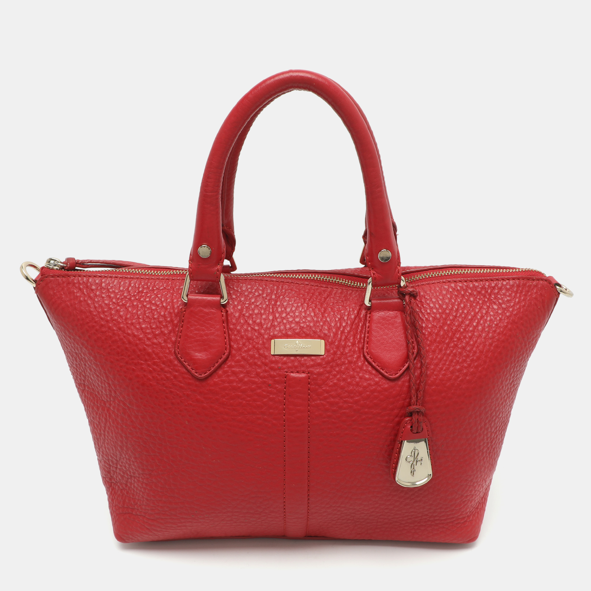 Cole Haan Top Zip Red Leather Tote