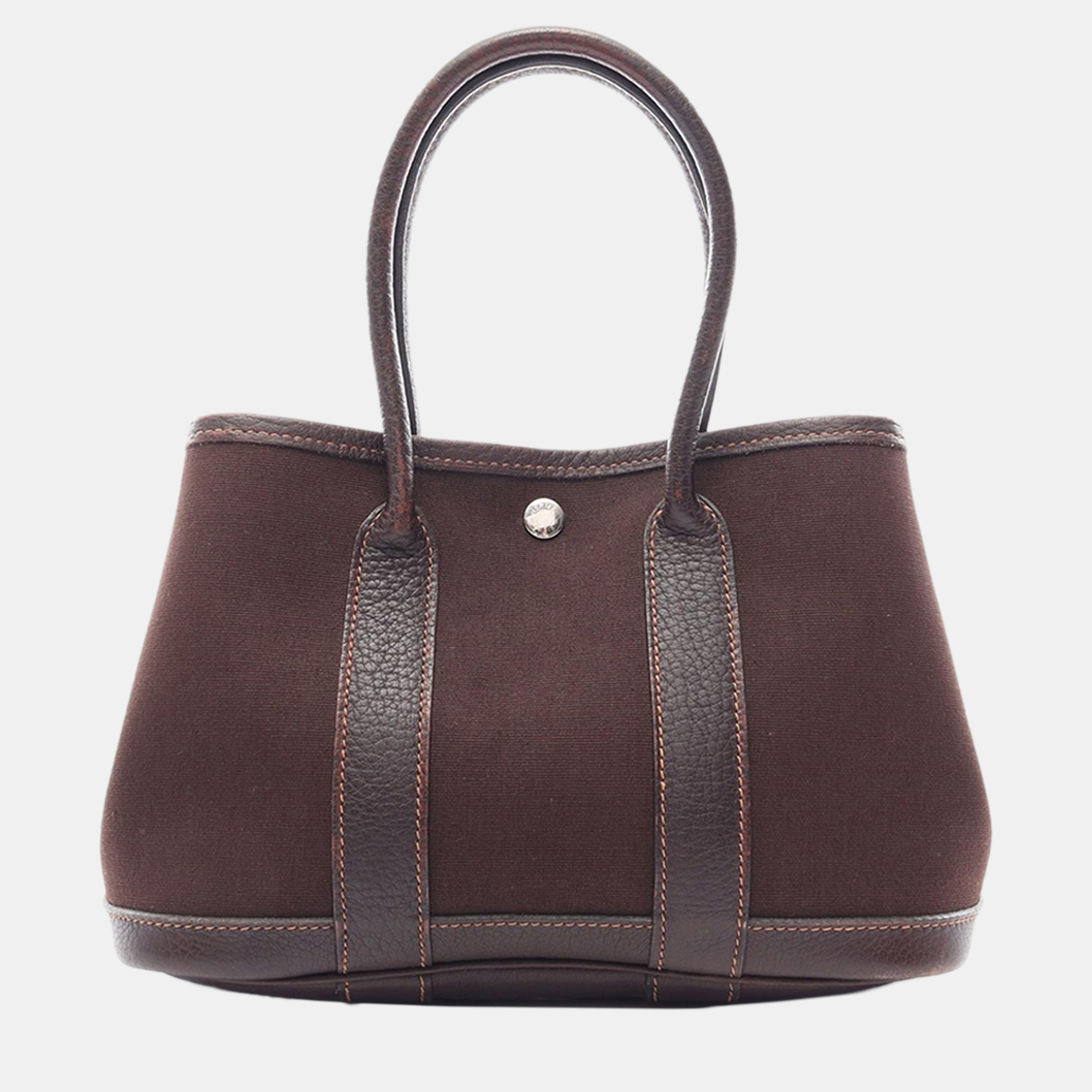 Hermes Garden Party 23 Rouge H Toile H Canvas Negonda Leather Tote Bag