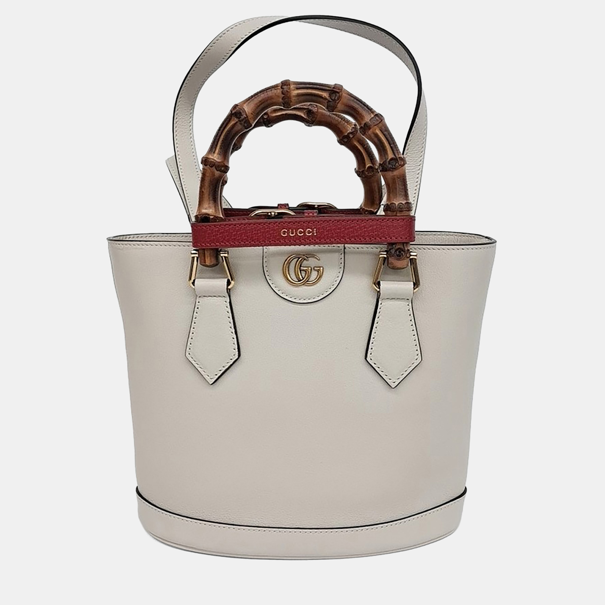 Gucci White Leather Diana Small Tote Bag