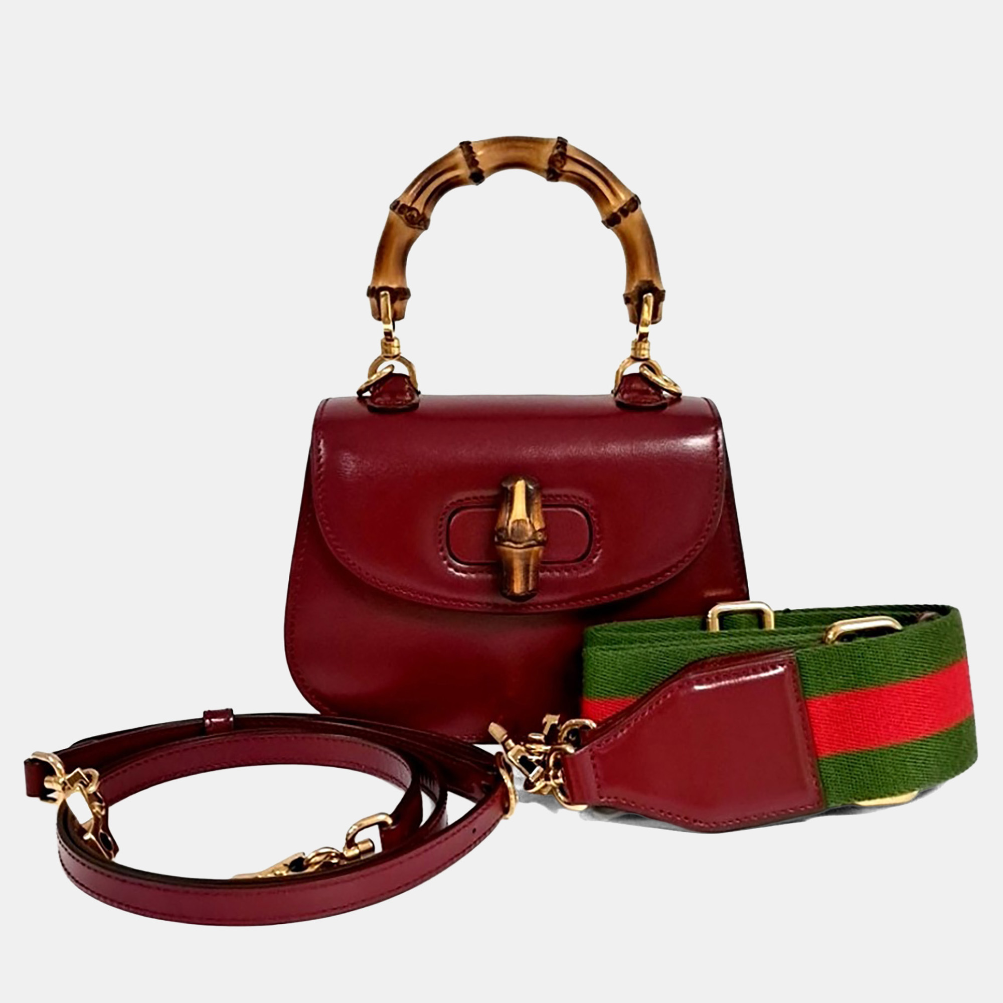 Gucci Burgundy Leather 1947 Mini Top Handle Bag