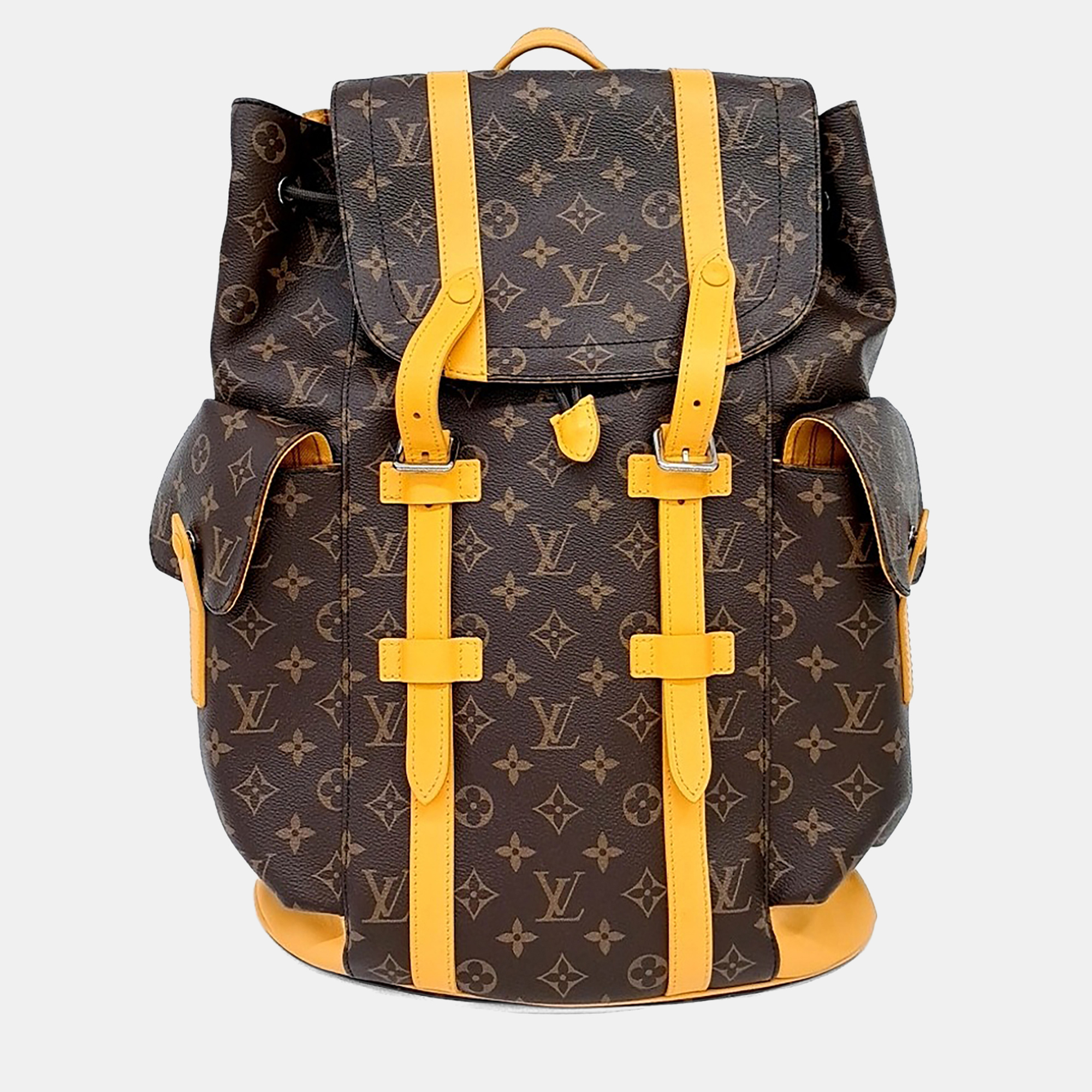Louis Vuitton Christopher GM Brown Yellow Monogram Canvas Leather Backpack Bag