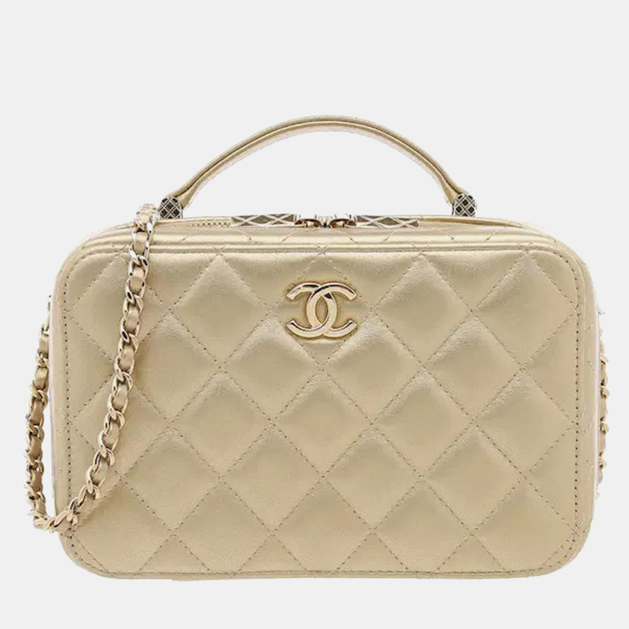 Chanel Small Vanity Gold-Tone Lambskin Leather Top Handle Bag