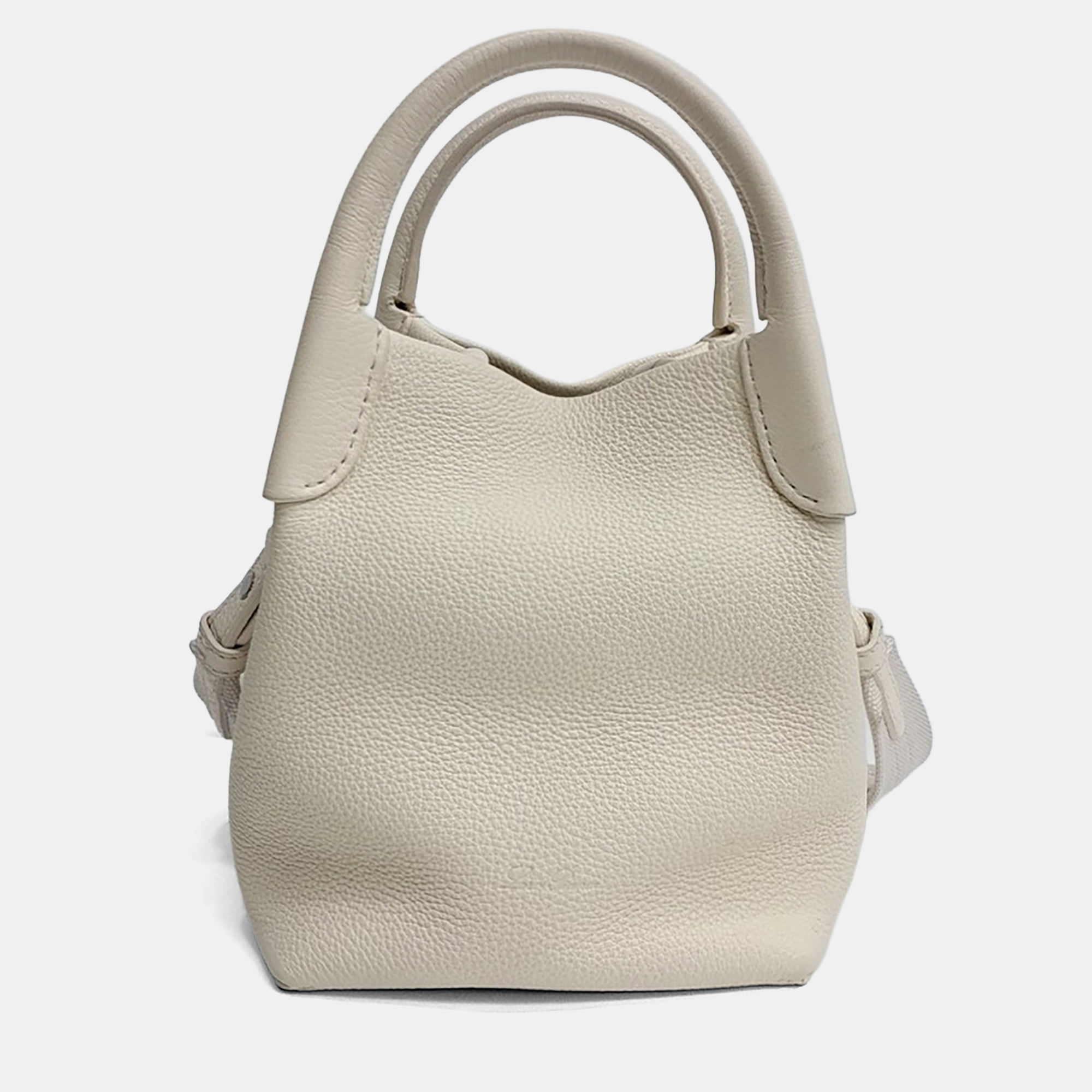 Loro Piana Veil Micro Ivory Grained Leather Crossbody Bag