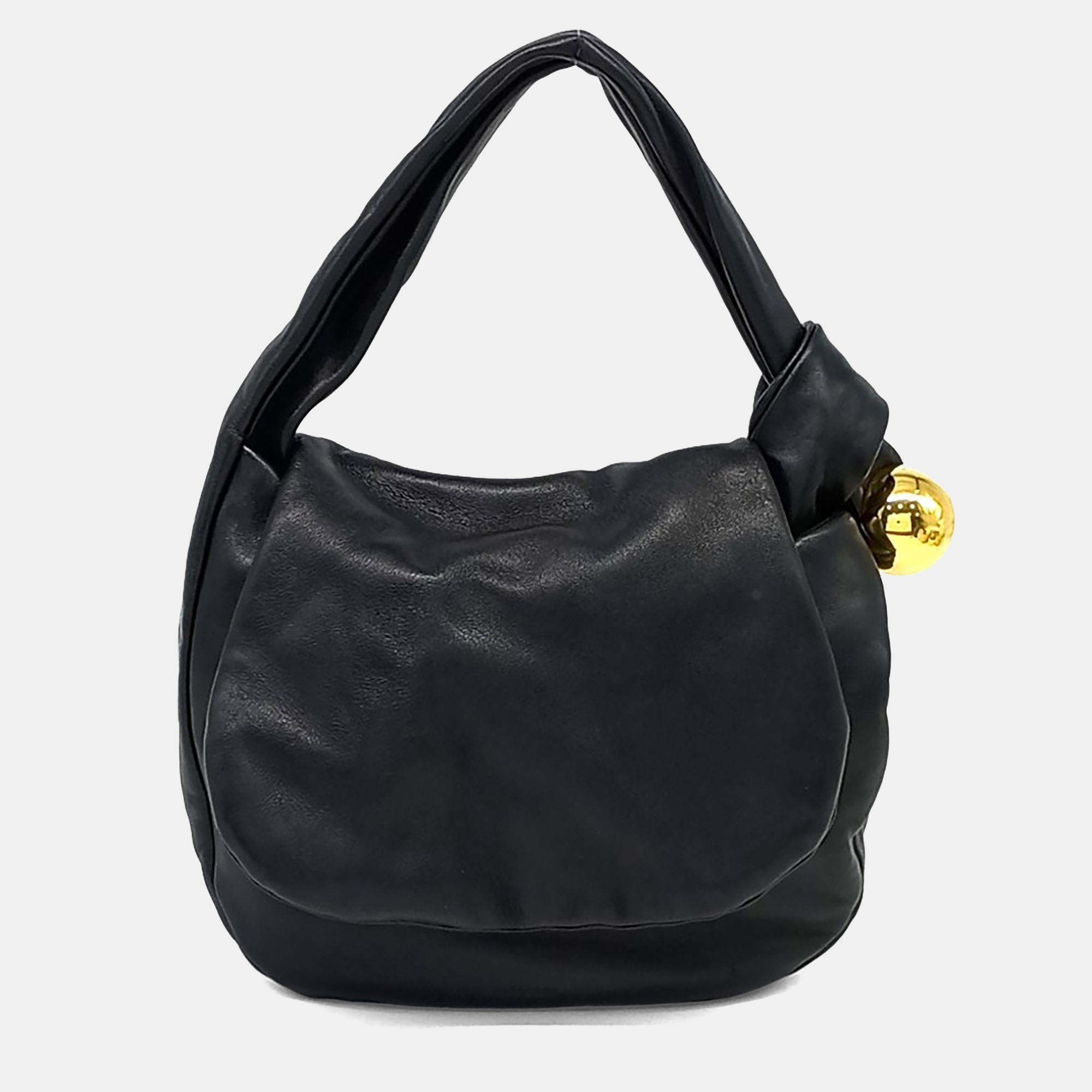 Jil Sander Spear Tote Medium Black Lambskin Leather Top Handle Bag