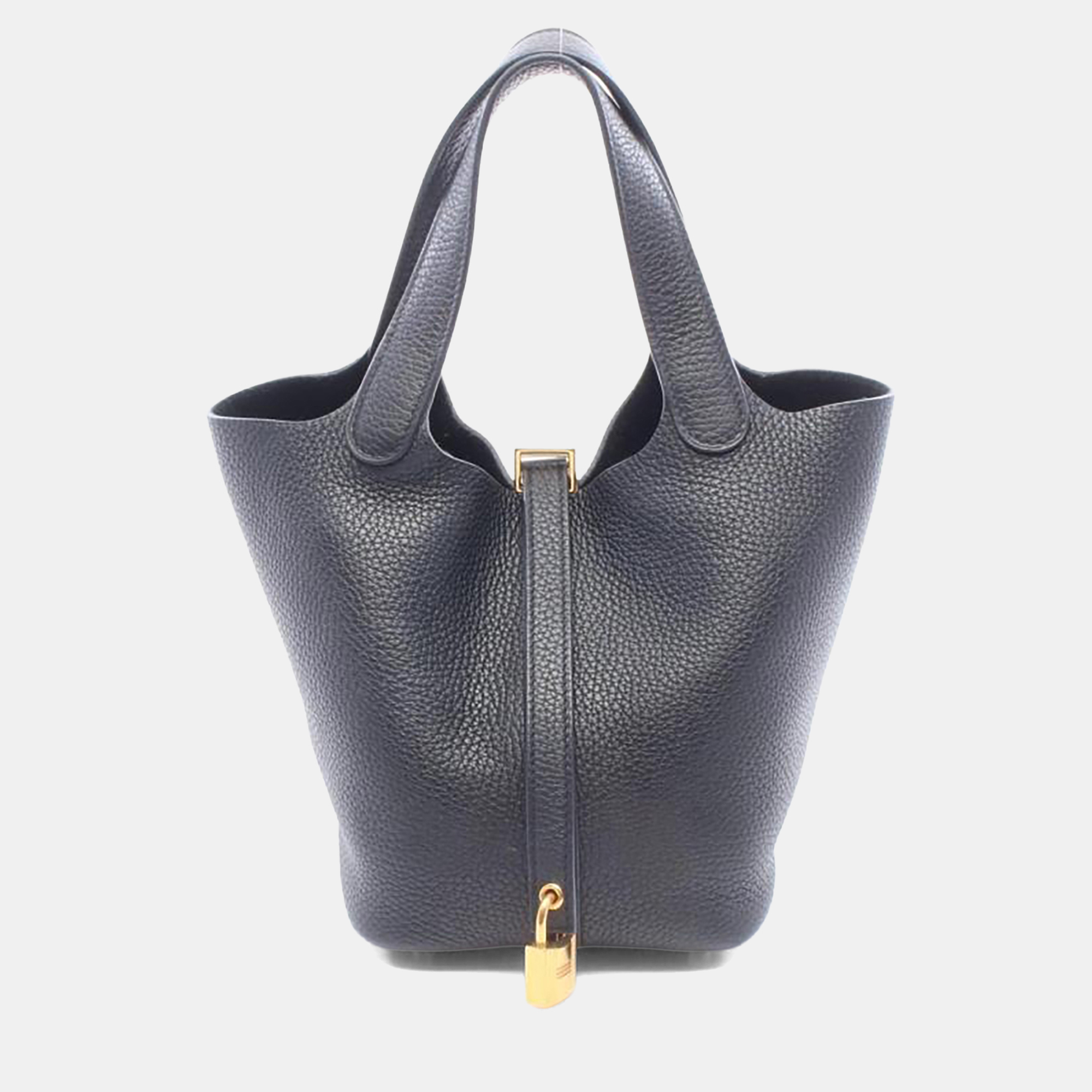 Hermes Picotin Lock 19 Black Leather Handbag