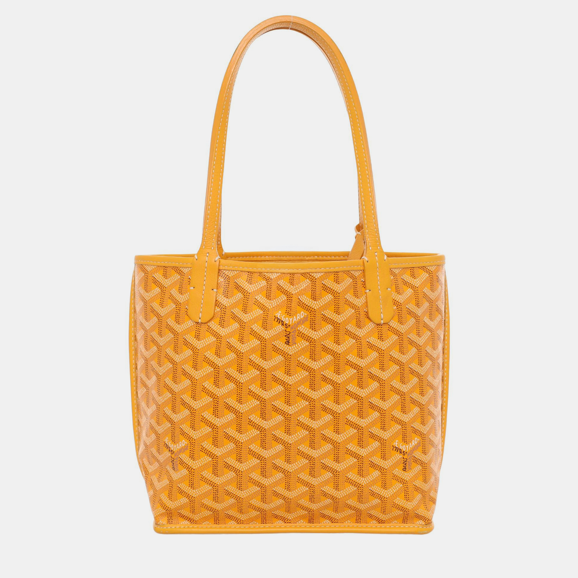 Goyard Mini Anjou Yellow Goyardine Canvas Tote Bag
