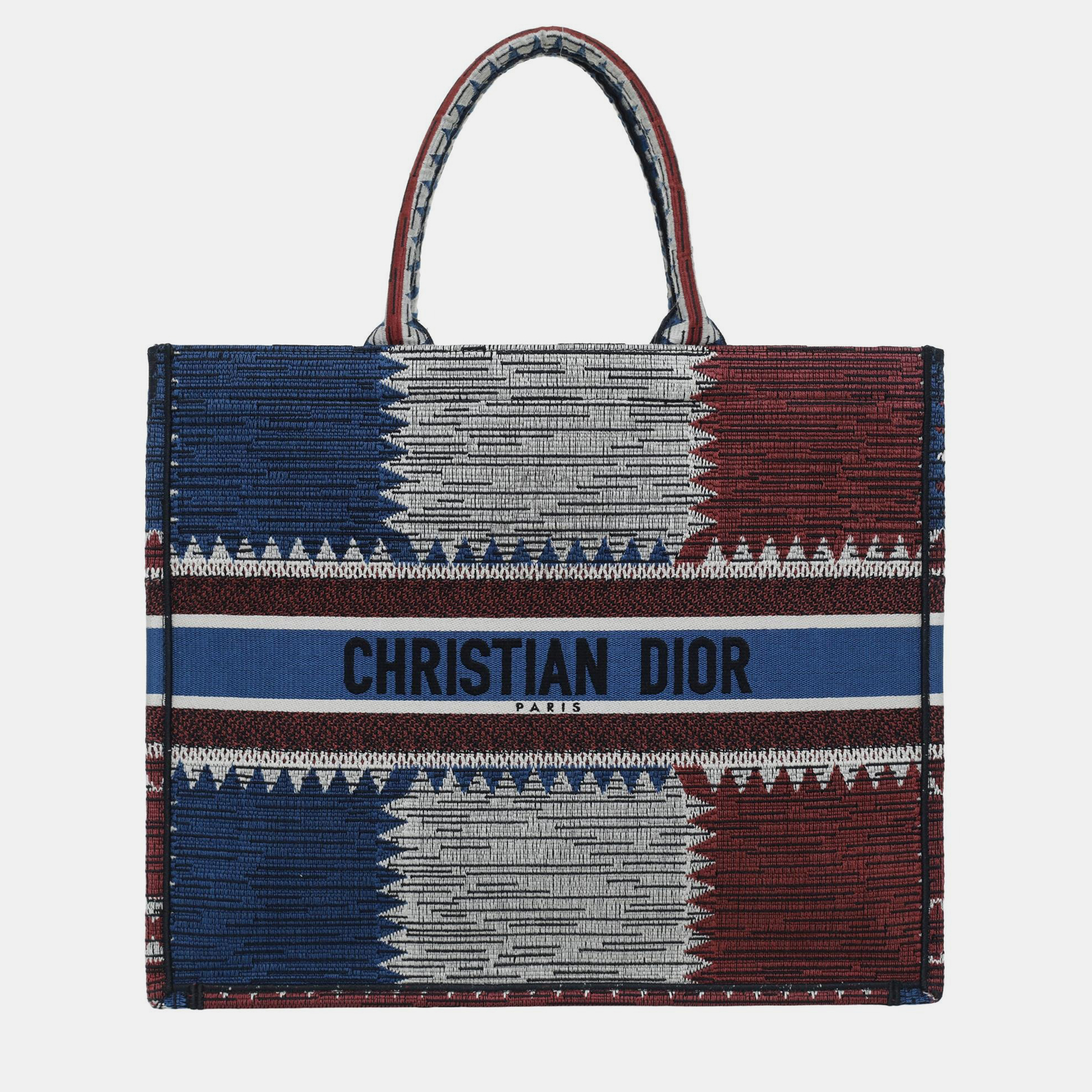 Christian Dior Book Tote Large Blue Red White Canvas Tote Bag