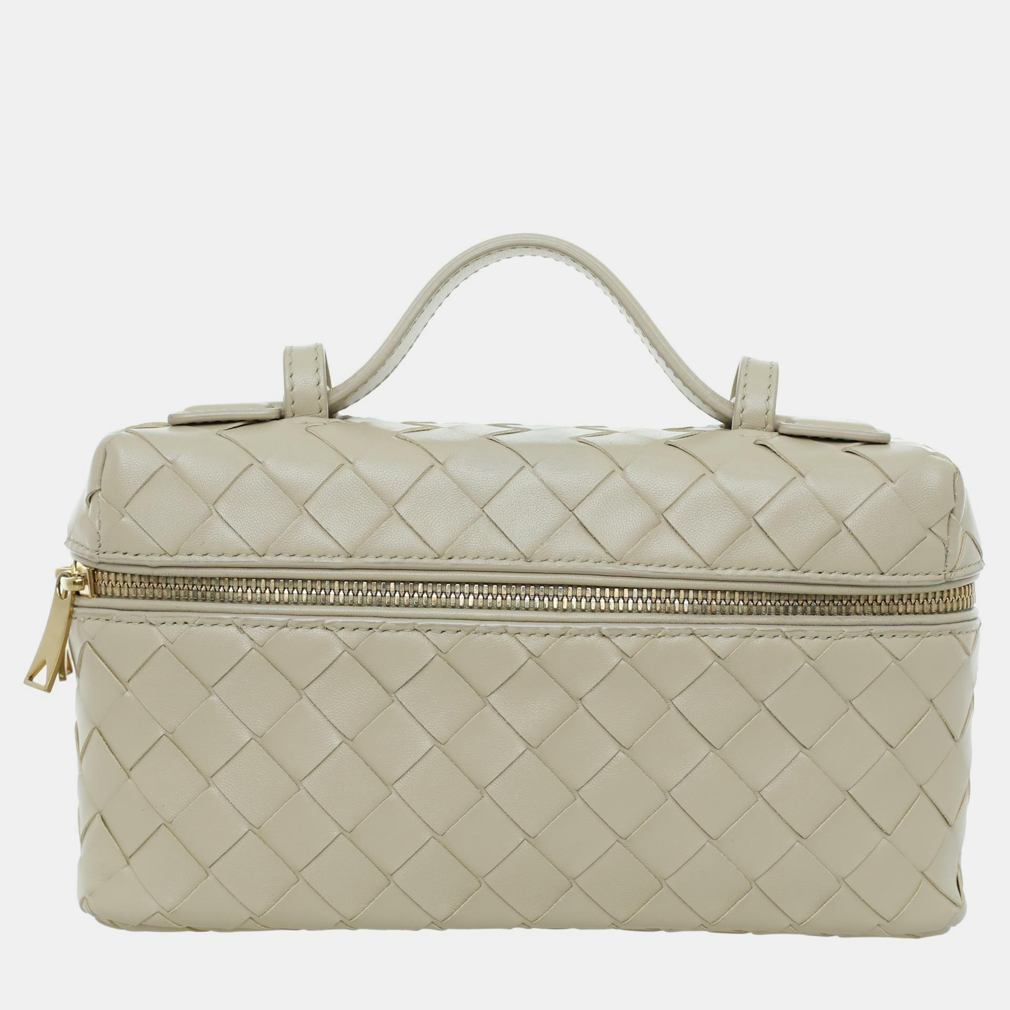 Bottega Veneta Intrecciato Bang Bang Light Butterscotch Calfskin Leather Vanity Case Bag