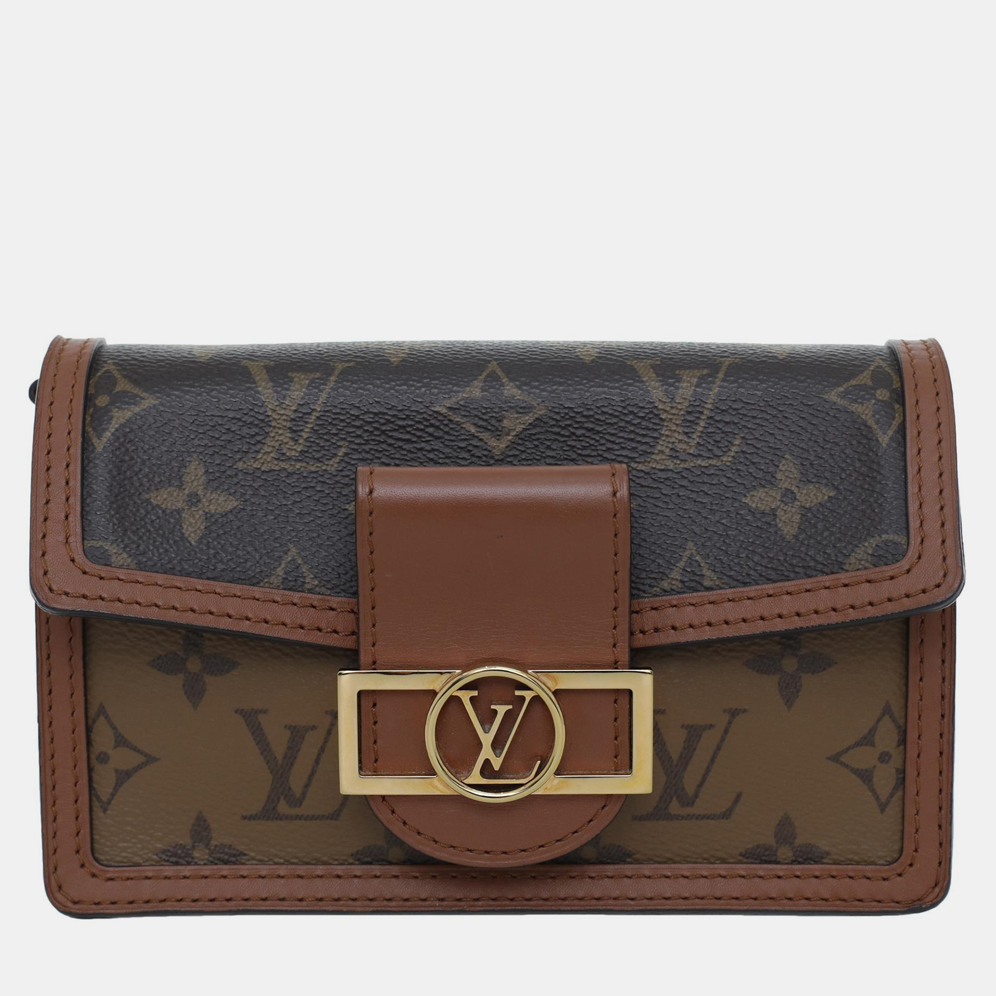 Louis Vuitton Dauphine Chain Wallet Monogram Reverse Monogram Canvas Leather Shoulder Bag