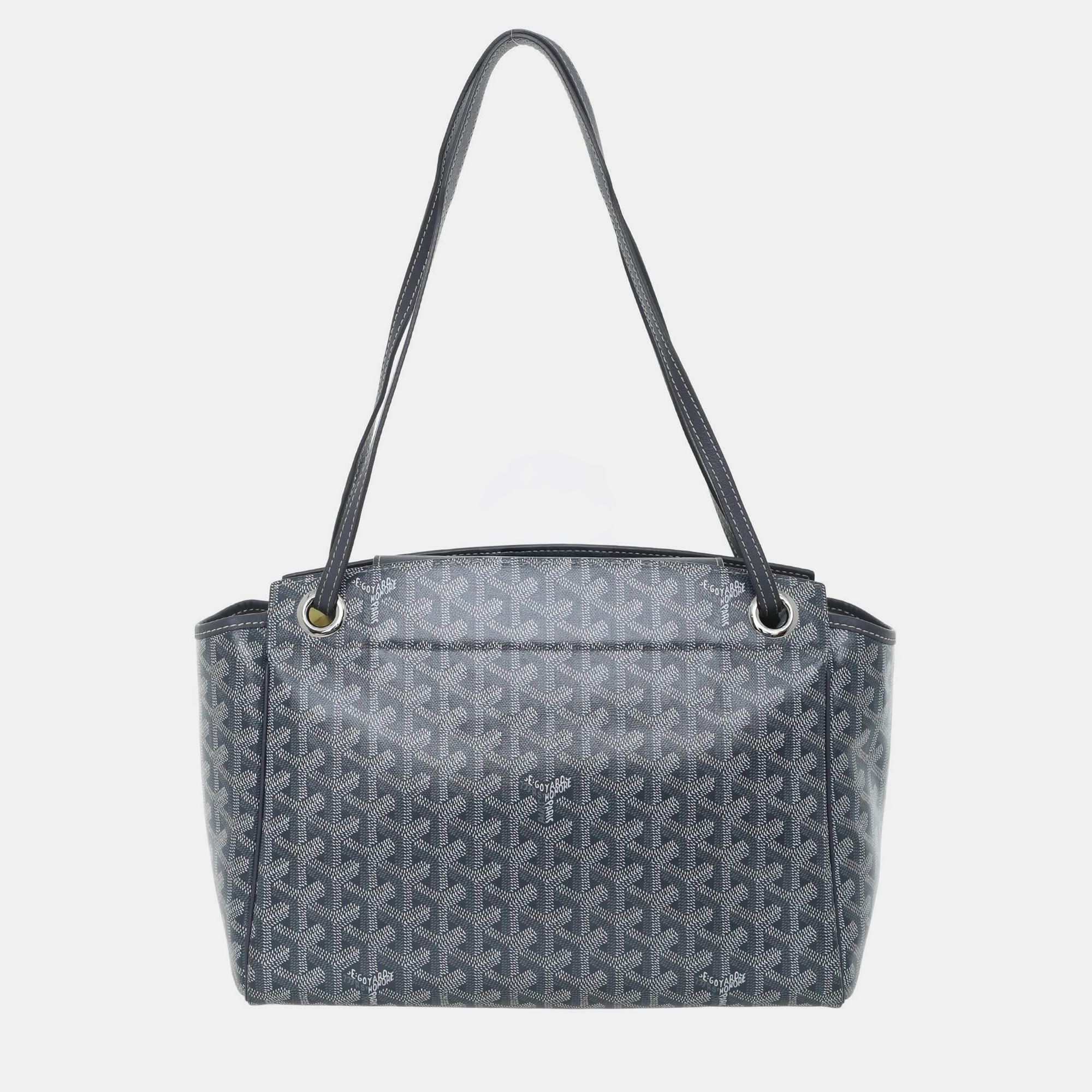Goyard Rouette PM Grey Goyardine Canvas Top Handle Bag