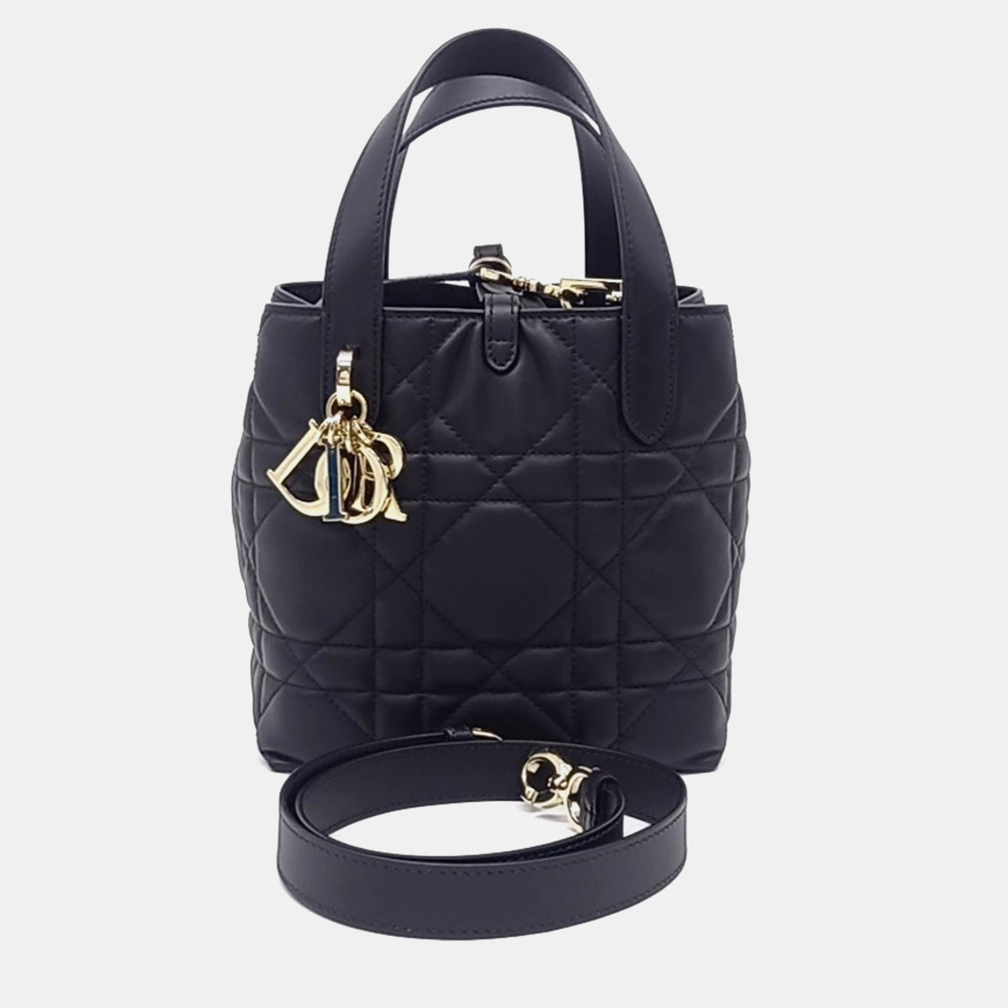 Christian Dior Toujours Small Black Calfskin Leather Top Handle Bag