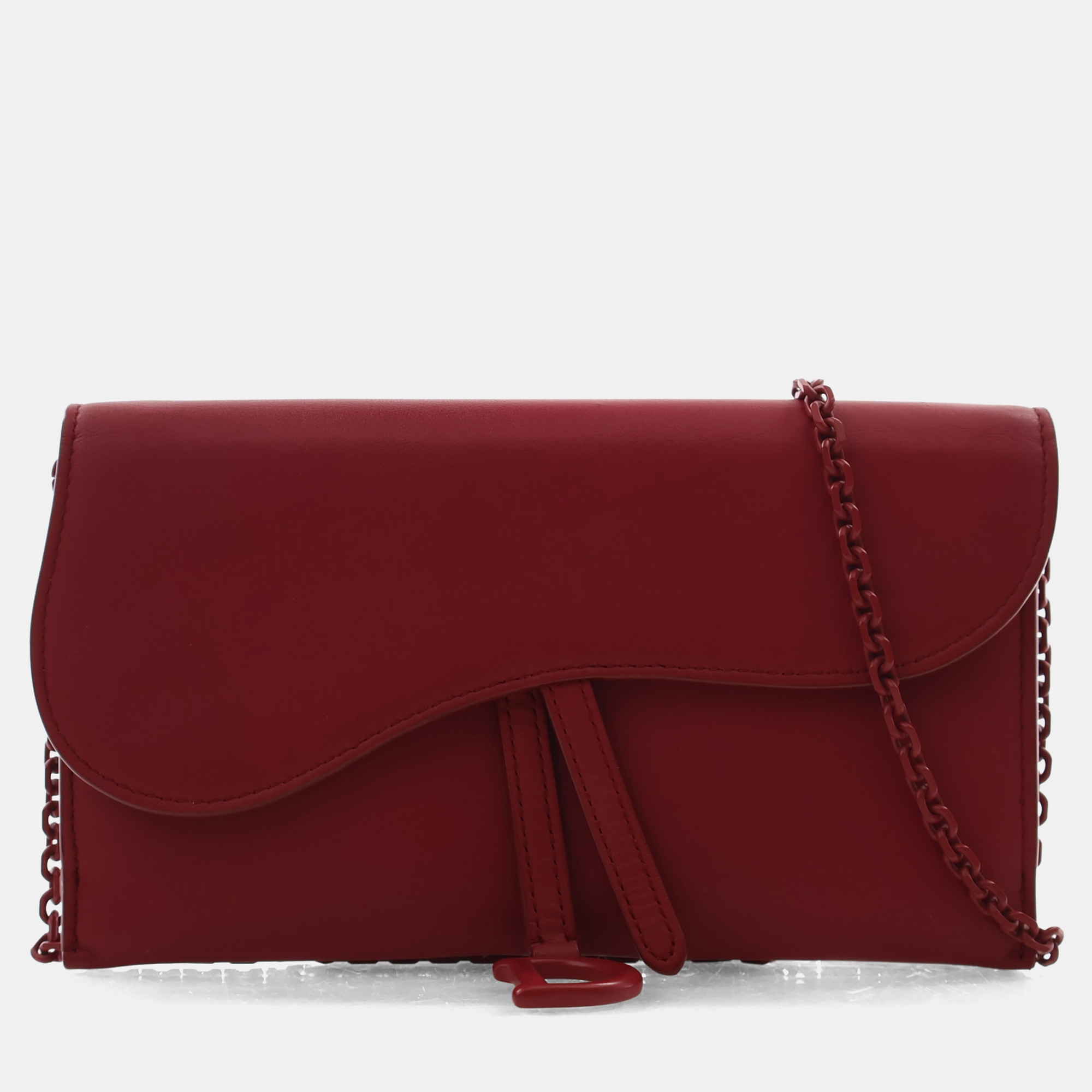 Christian Dior Ultra Matte Saddle Pouch Red Calfskin Leather Crossbody Bag