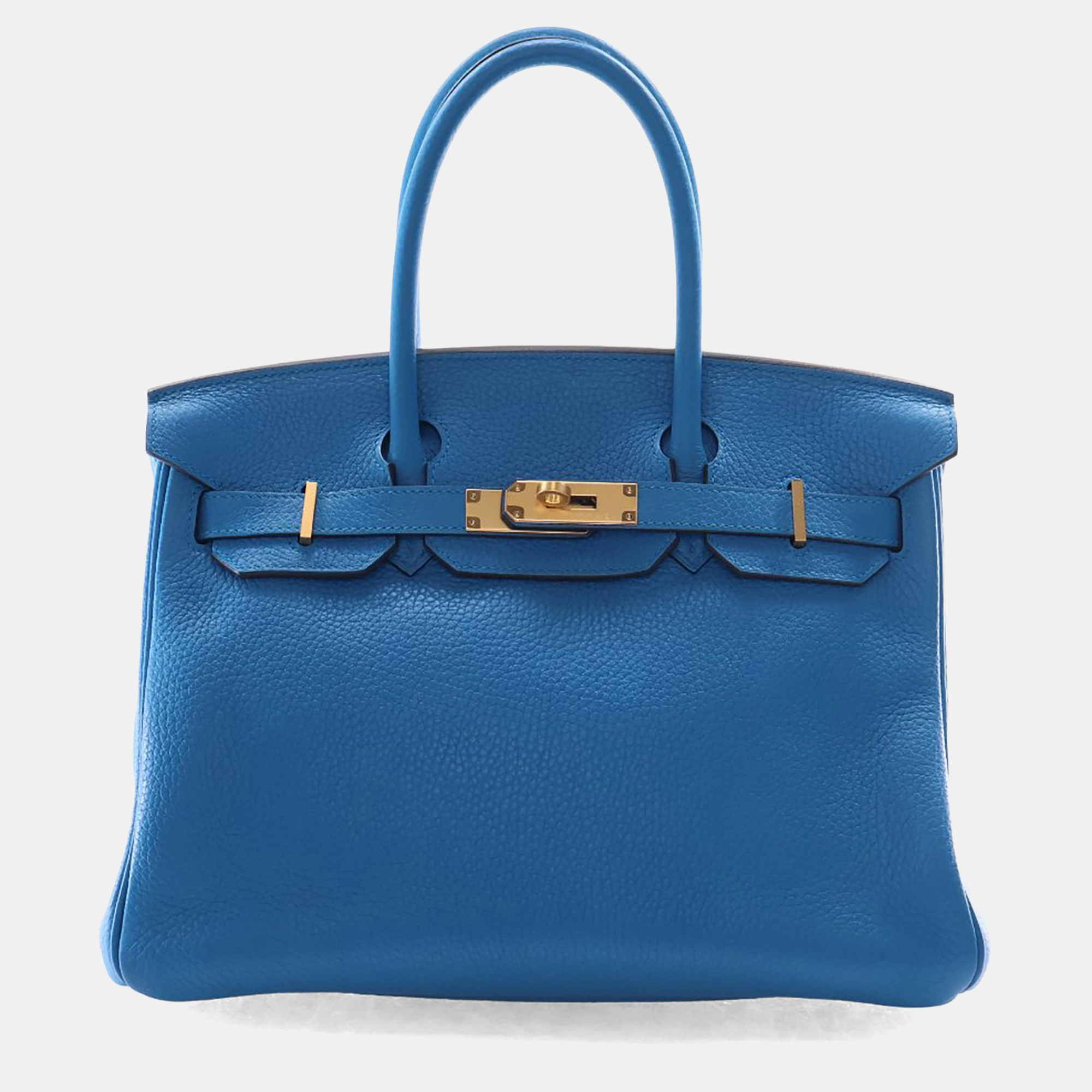 Hermes Birkin 30 Blue Zanzibar Togo Calfskin Leather Top Handle Bag