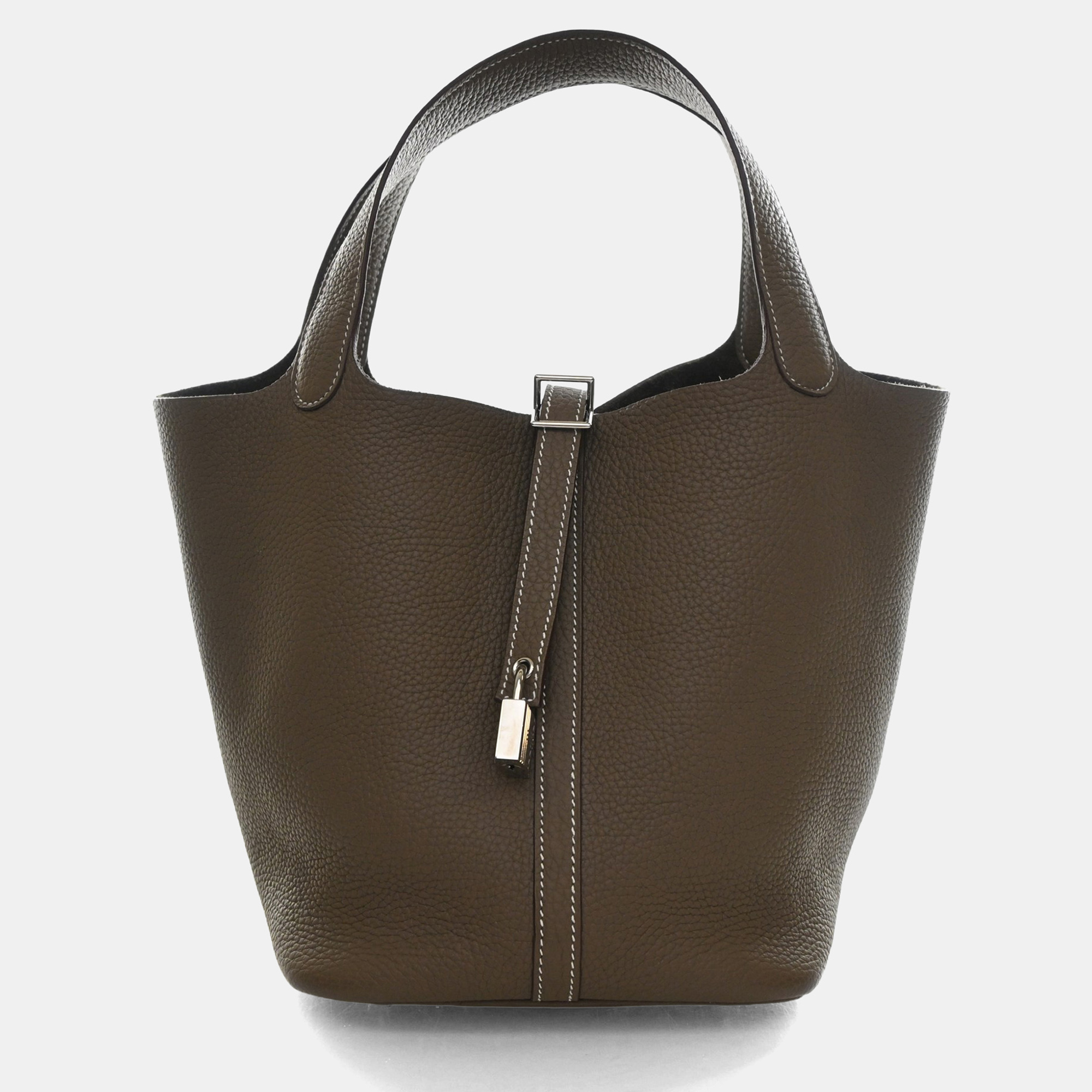 Hermes Picotin Lock 22 Etoupe Clemence Leather Tote Bag