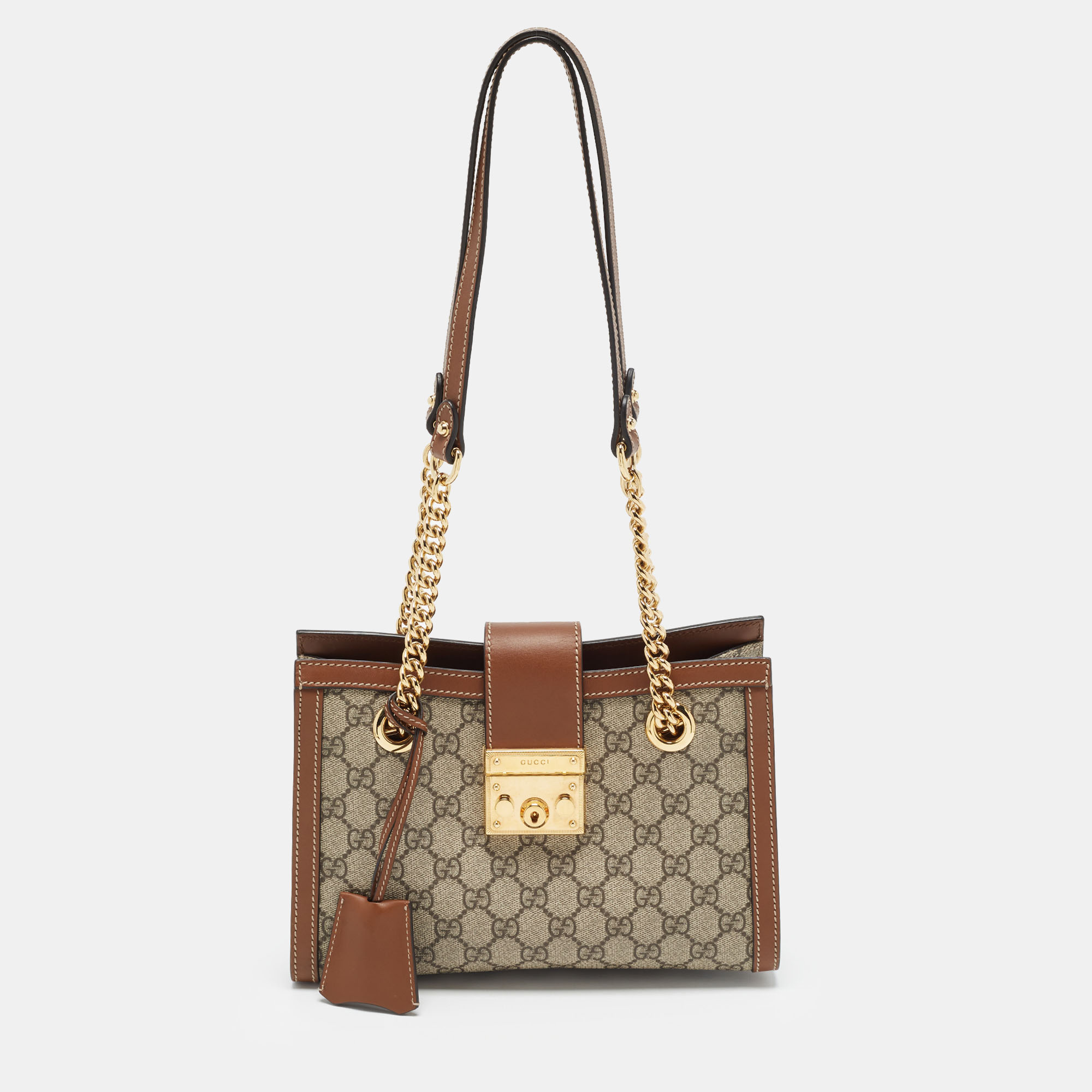 Gucci Padlock Small Brown/Beige GG Supreme Canvas and Leather Tote