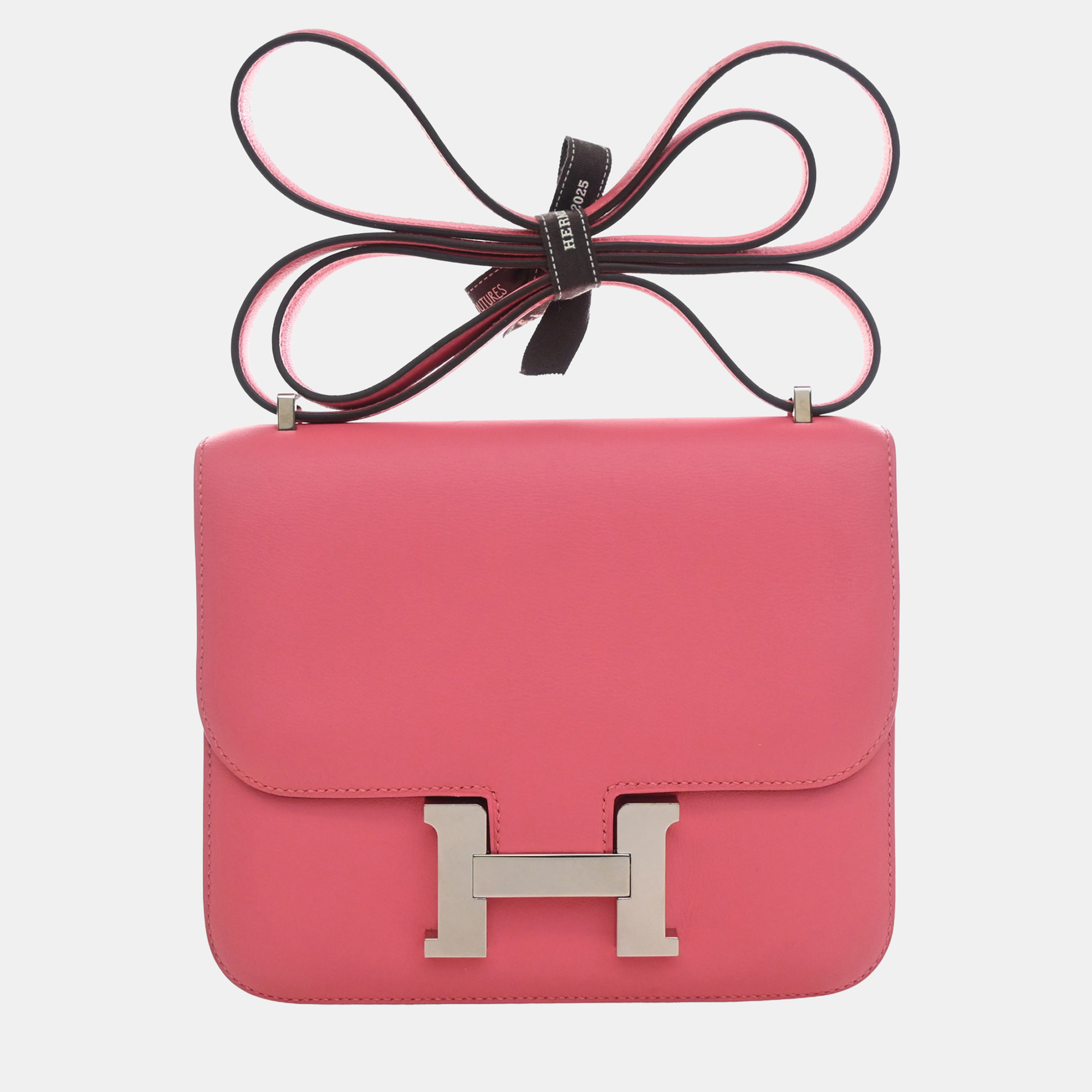 Hermes Constance 18 Rose Azalee Evercolor Leather Crossbody Bag