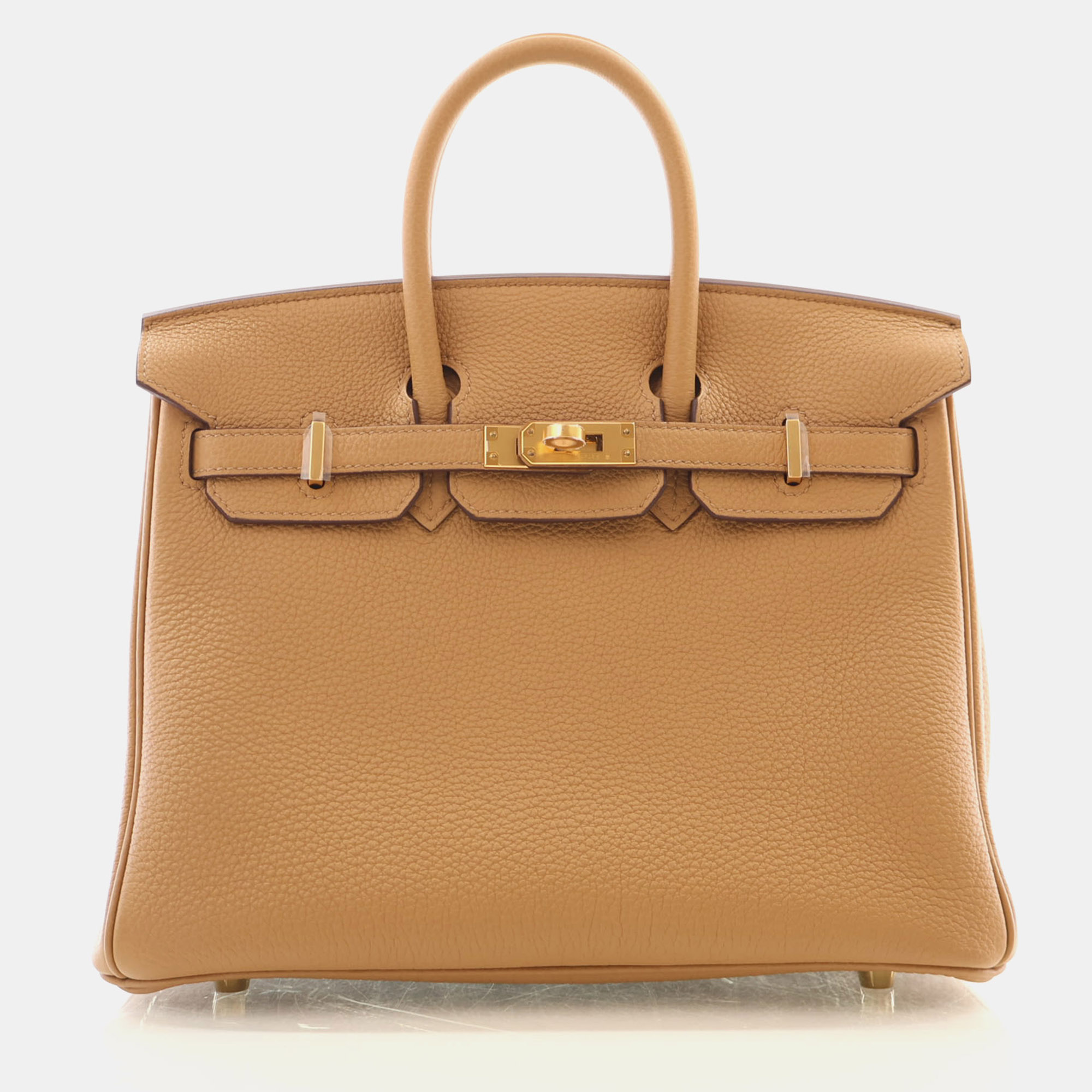 Hermes Birkin 25 Biscuit Togo Calfskin Leather Top Handle Bag