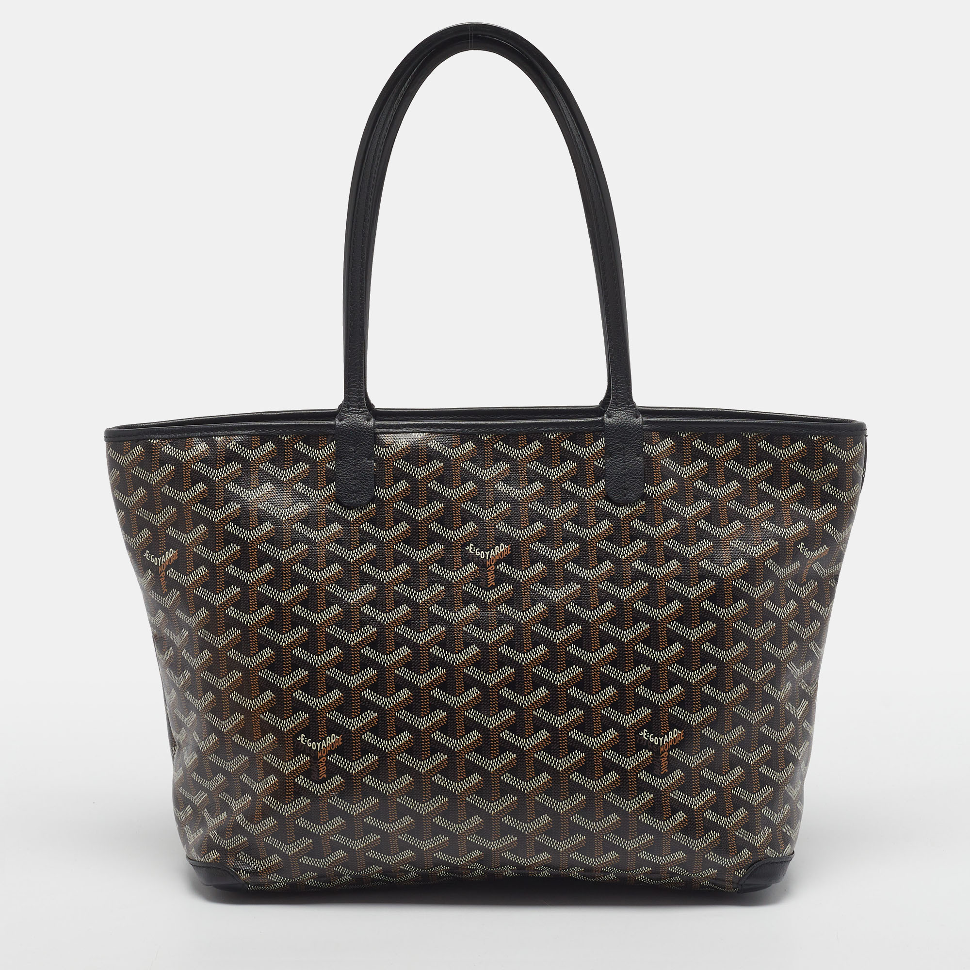 Goyard Artois PM Black Goyardine Coated Canvas and Leather Tote