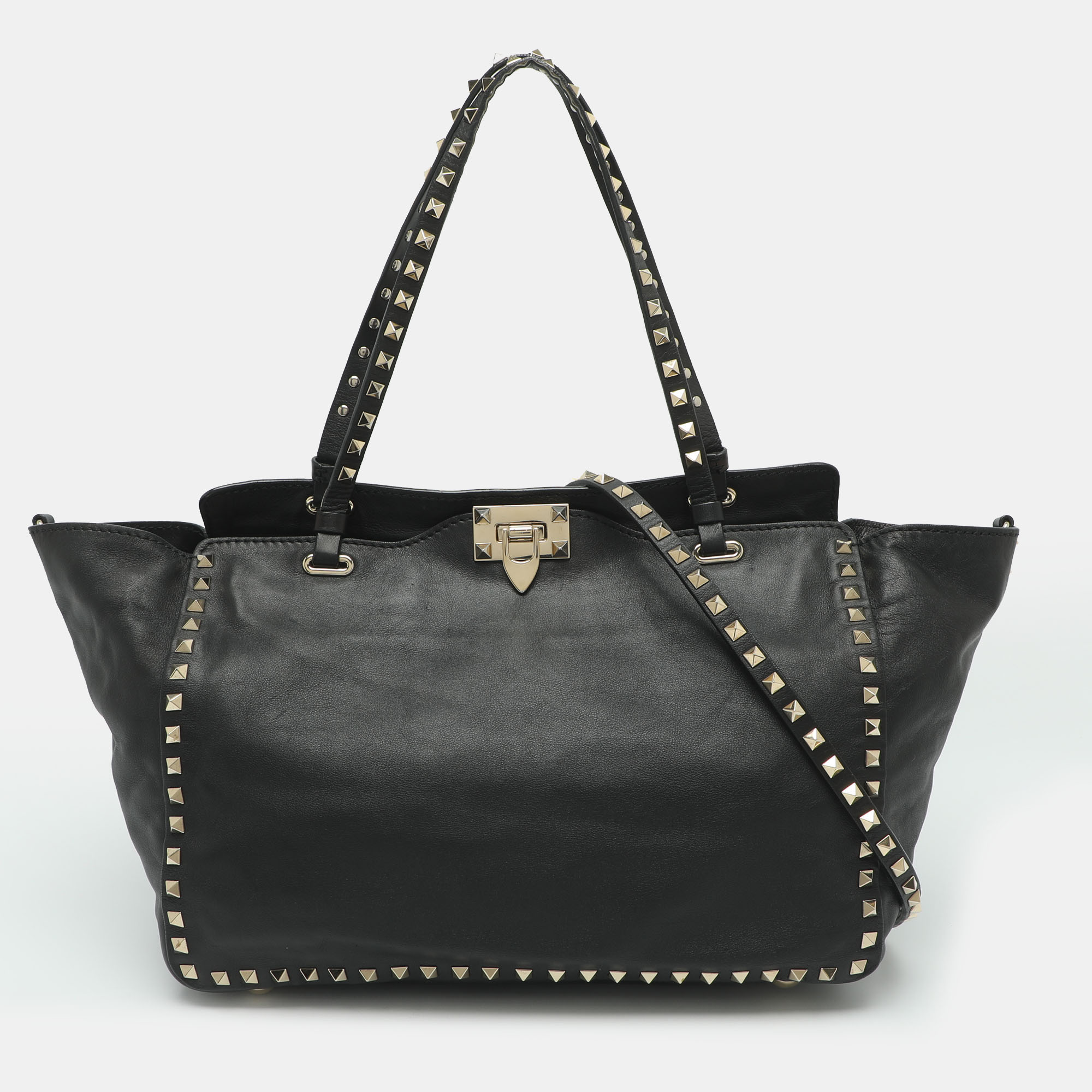 Valentino Rockstud Black Leather Tote