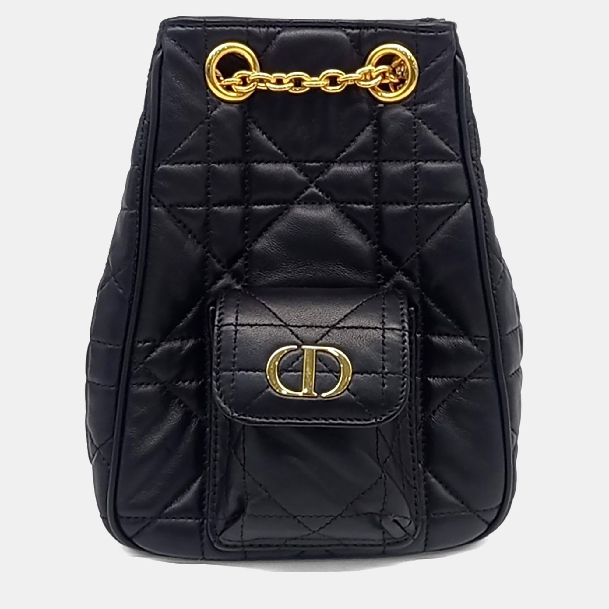 Dior Black Leather Caro Multi-Carry Chain Backpack