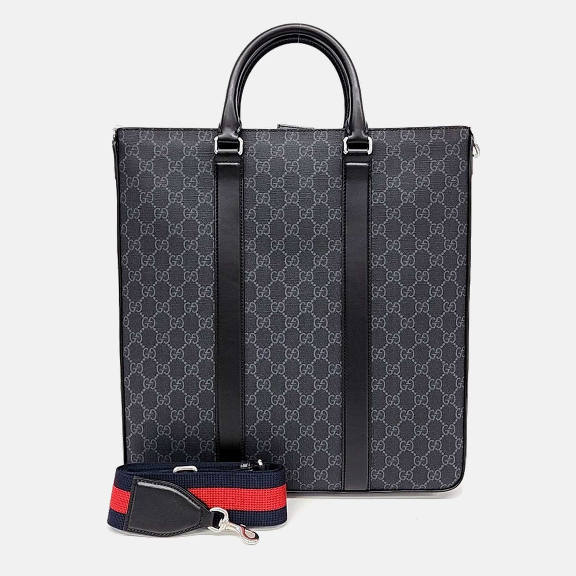 Gucci Grey PVC Supreme Tote and Crossbody Bag (794918)