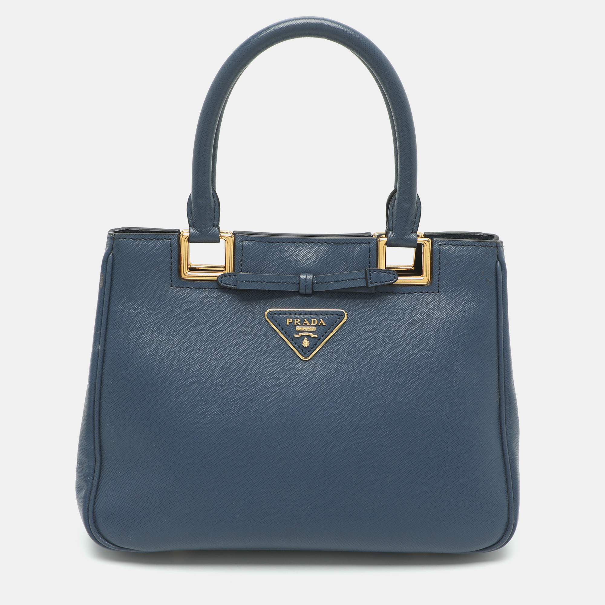Prada Blue Saffiano Leather Tote