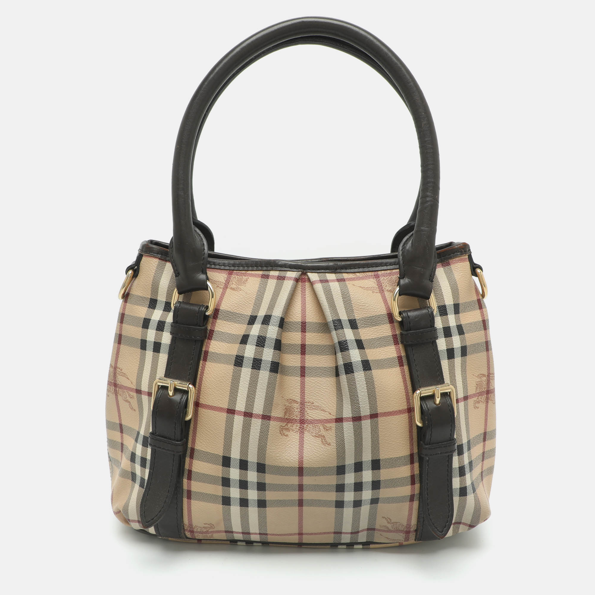 Burberry Northfield Dark Brown/Beige Haymarket Check Coated Canvas Tote