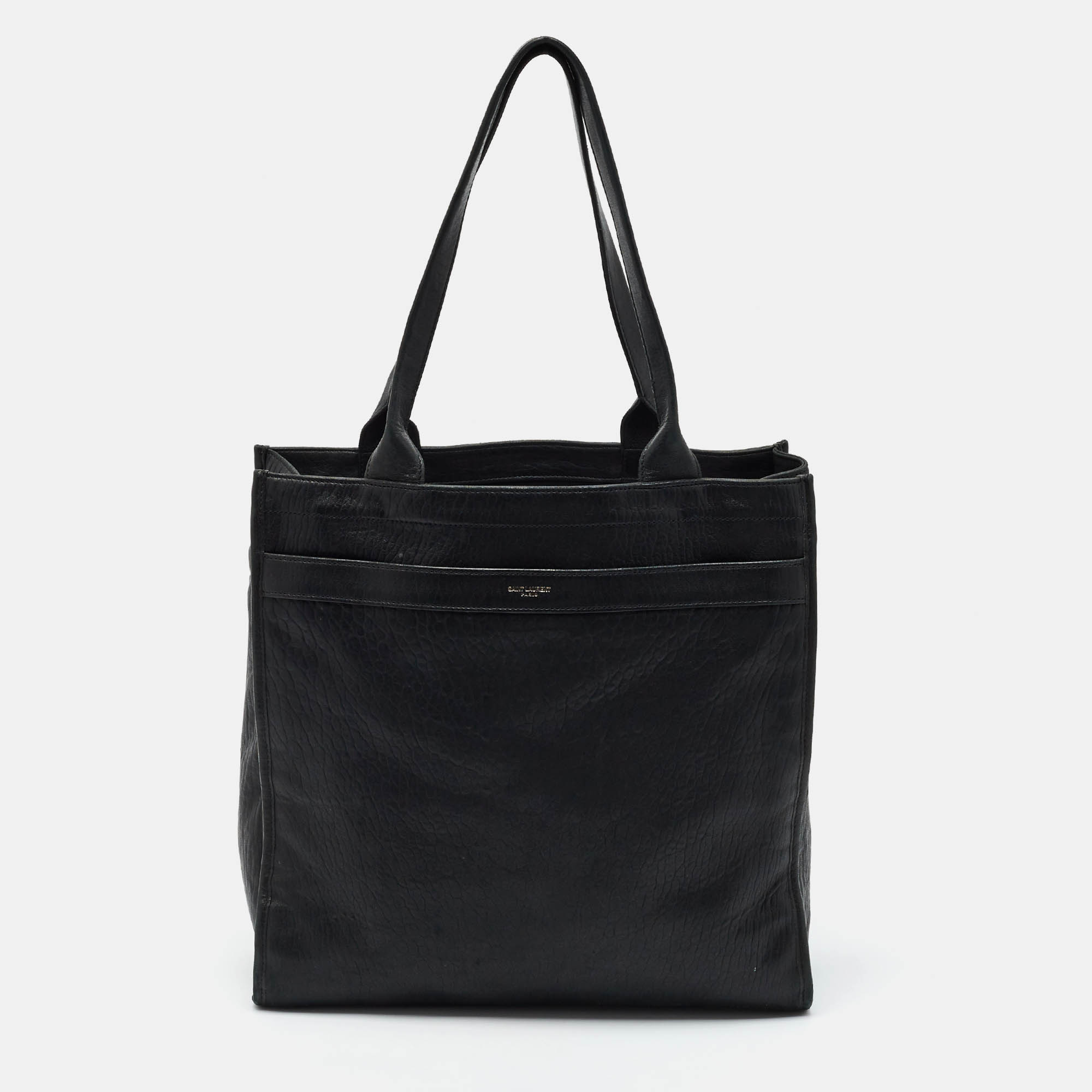 Saint Laurent Black Pebbled Leather Tote Saint Laurent Paris