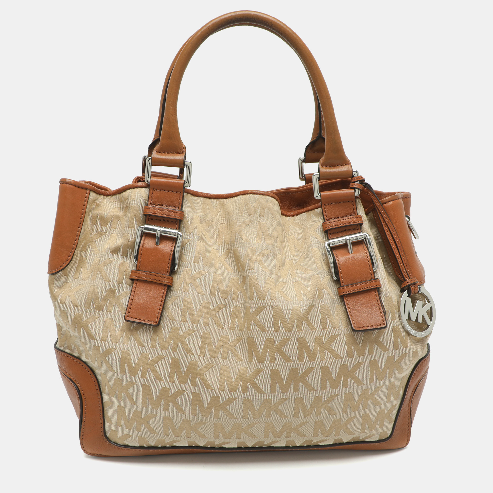 MICHAEL Michael Kors Beige Canvas and Leather Tote