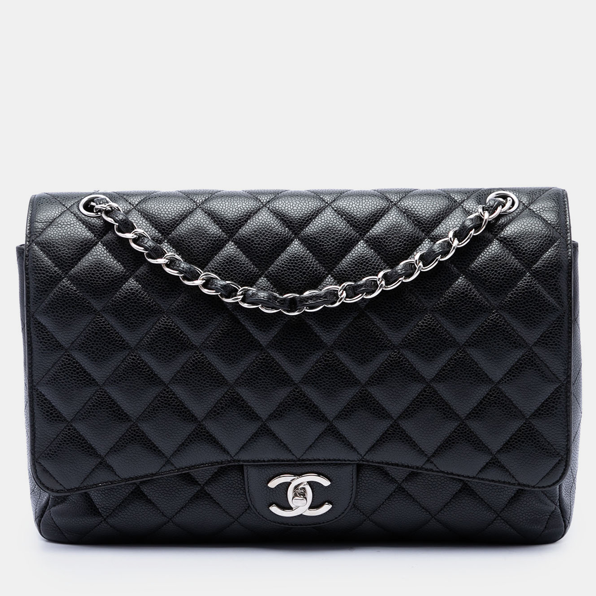 Chanel Classic Maxi Black Caviar Leather Double Flap Bag