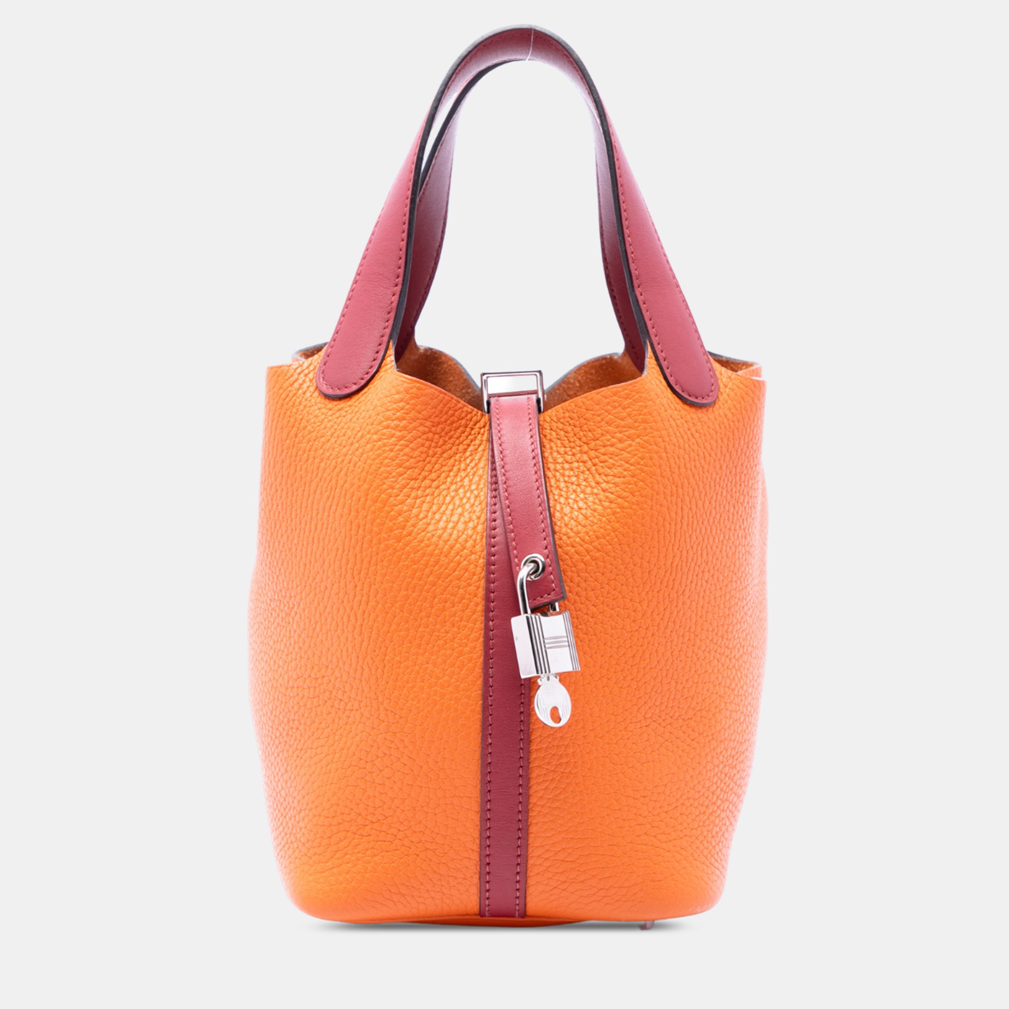 Hermes Picotin Lock Eclat 18 Orange Clemence Swift Leather Tote Bag