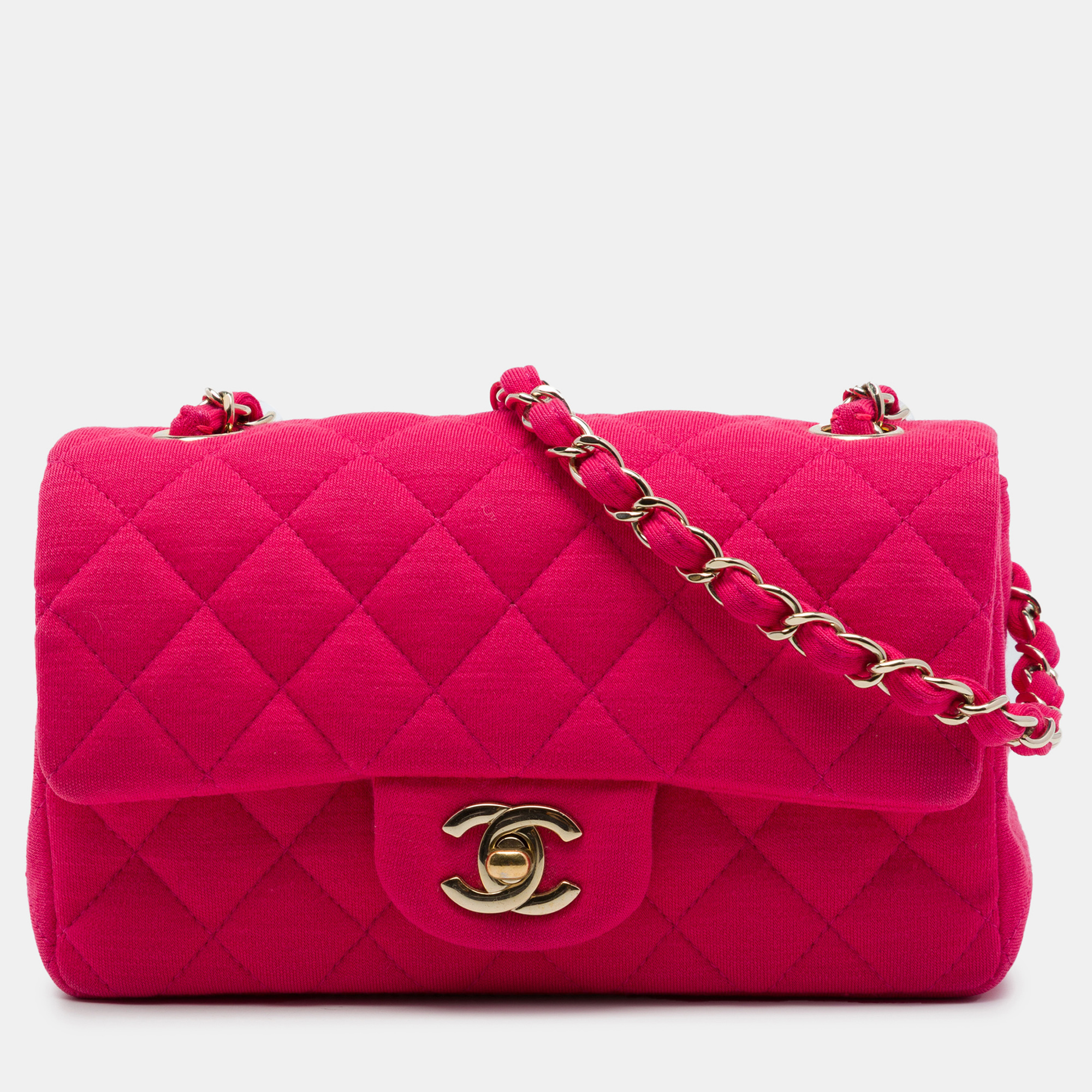 Chanel Mini Rectangular Classic Pink Jersey Single Flap Bag