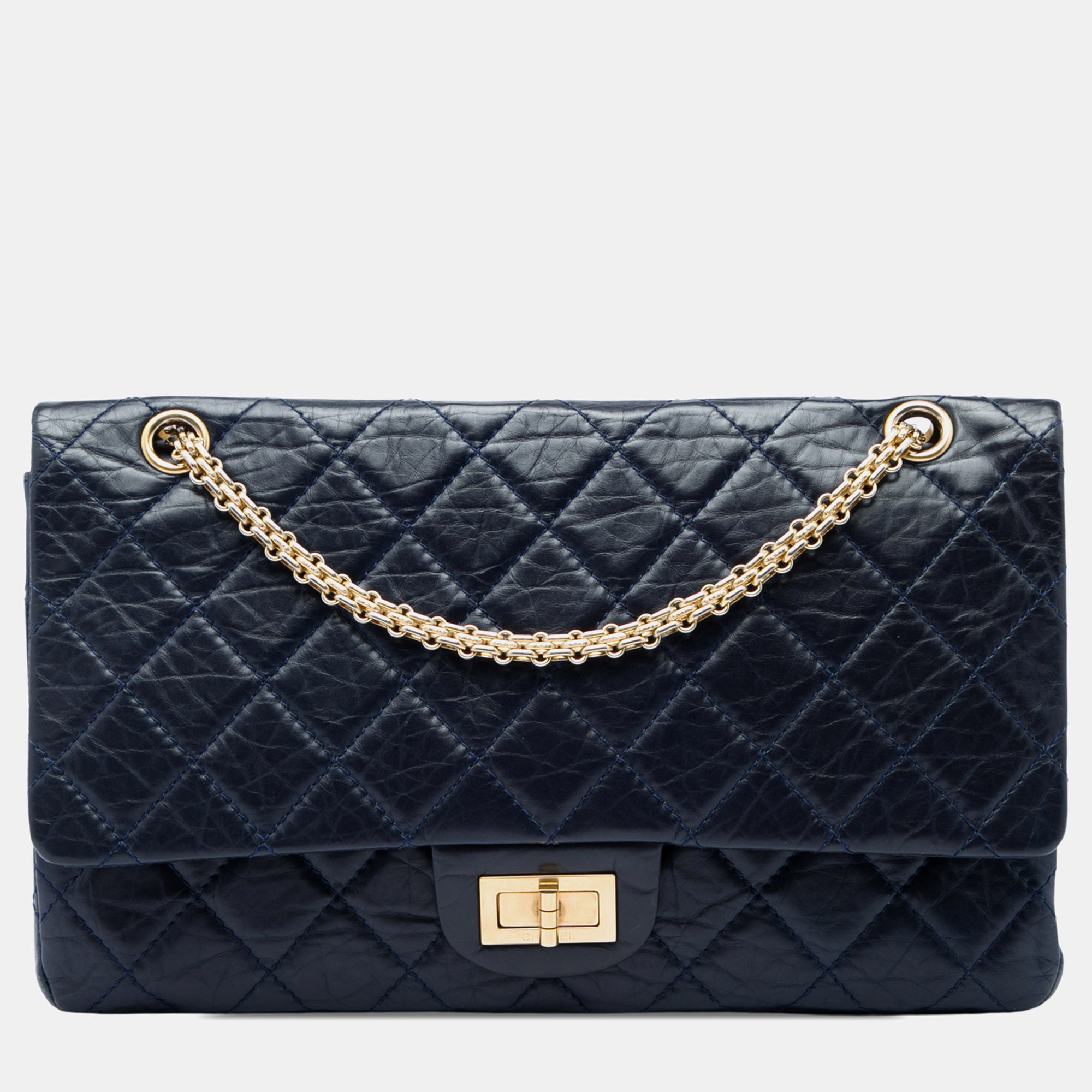 Chanel Reissue 2.55 227 Navy Aged Calfskin Double Flap Bag