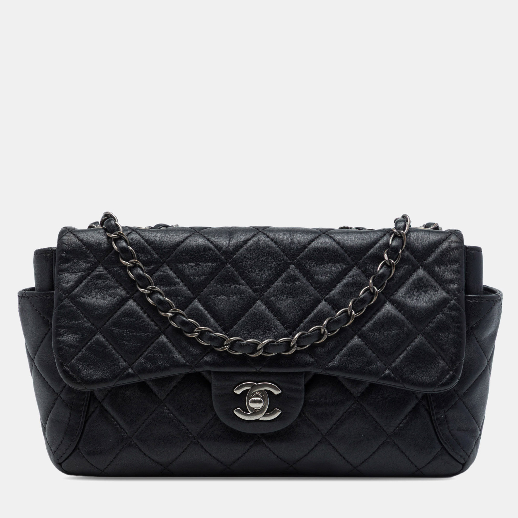 Chanel Around Pockets Medium Black Lambskin Shoulder Bag