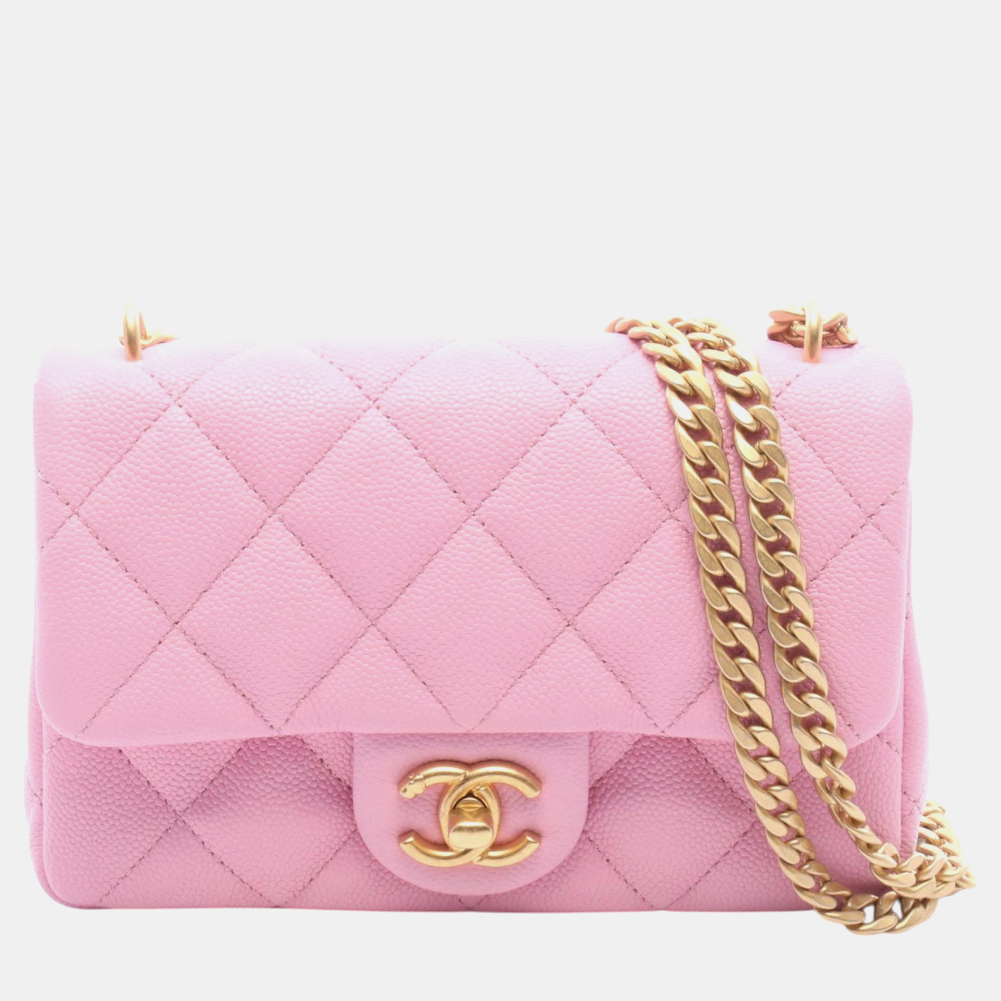Chanel Pink Chanel Sweetheart Flap Mini Pink Grained Calfskin Leather Crossbody Bag