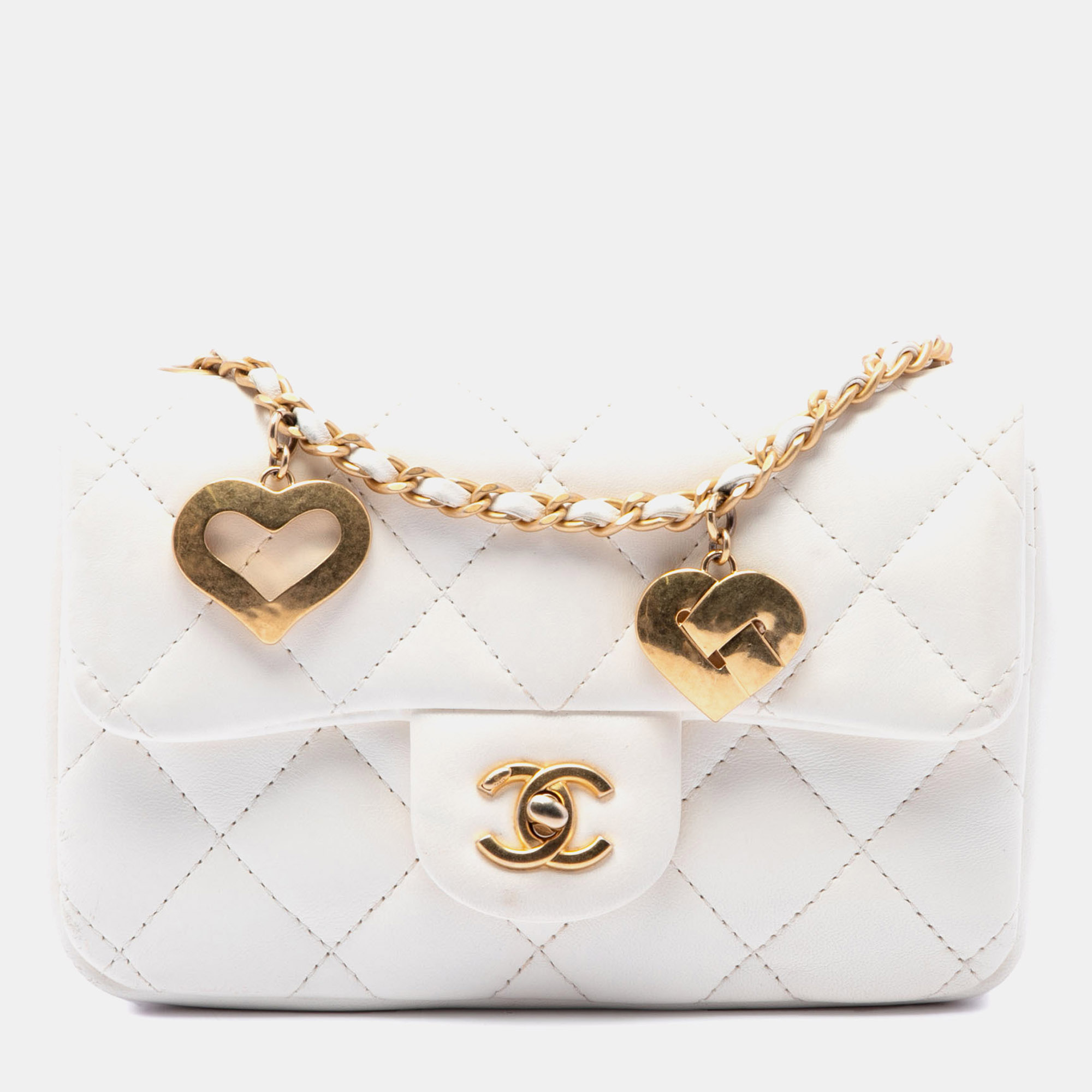 Chanel Mini Rectangular Quilted Lambskin Heart Charms Flap Bag