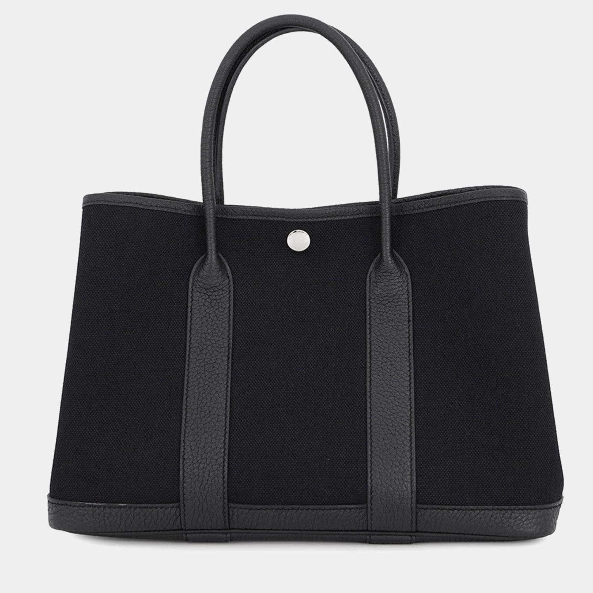 Hermes Garden Party TPM Black Toile H Negonda Leather Top Handle Bag