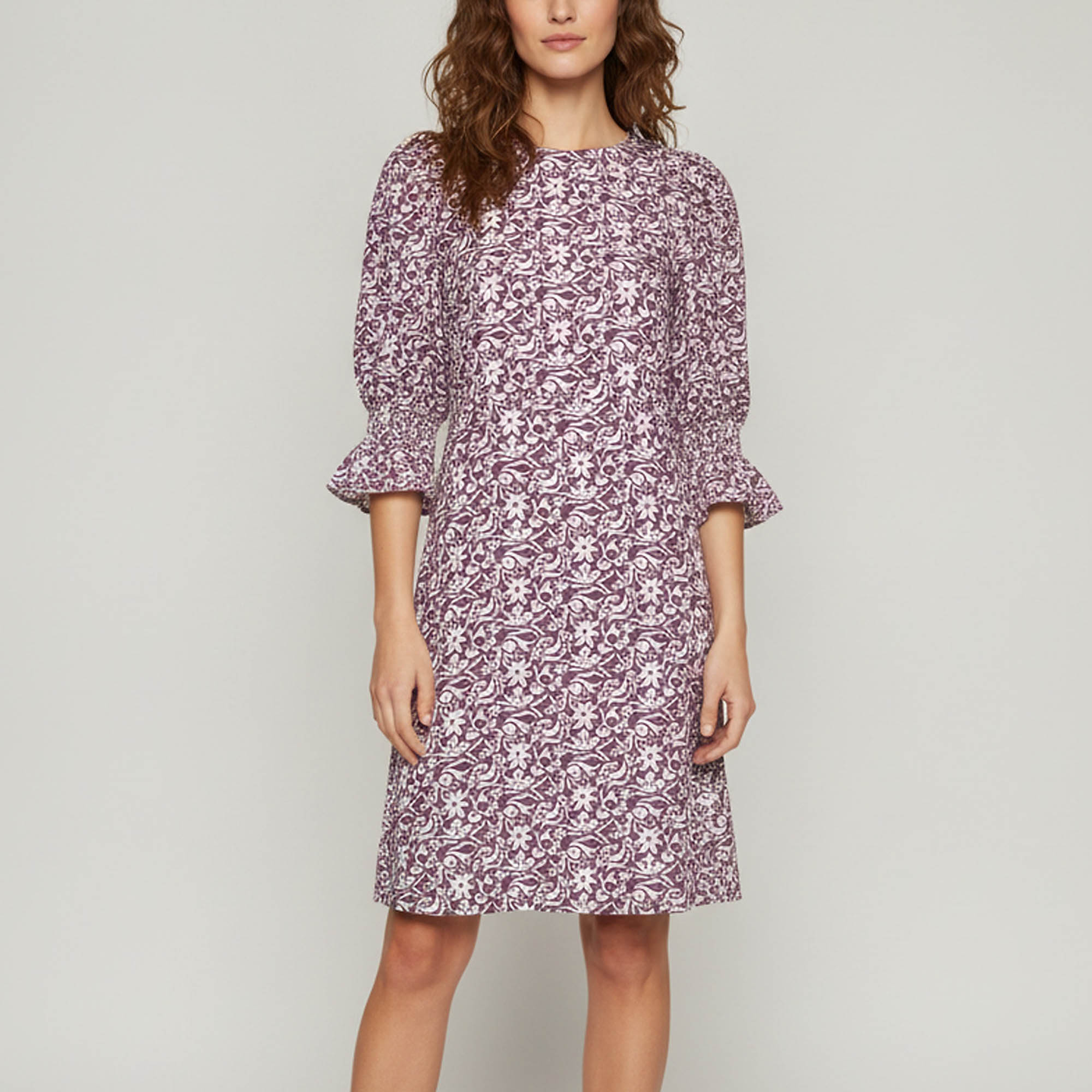 Maje Purple Floral Print Linen Blend Roniriqua Mini Dress M