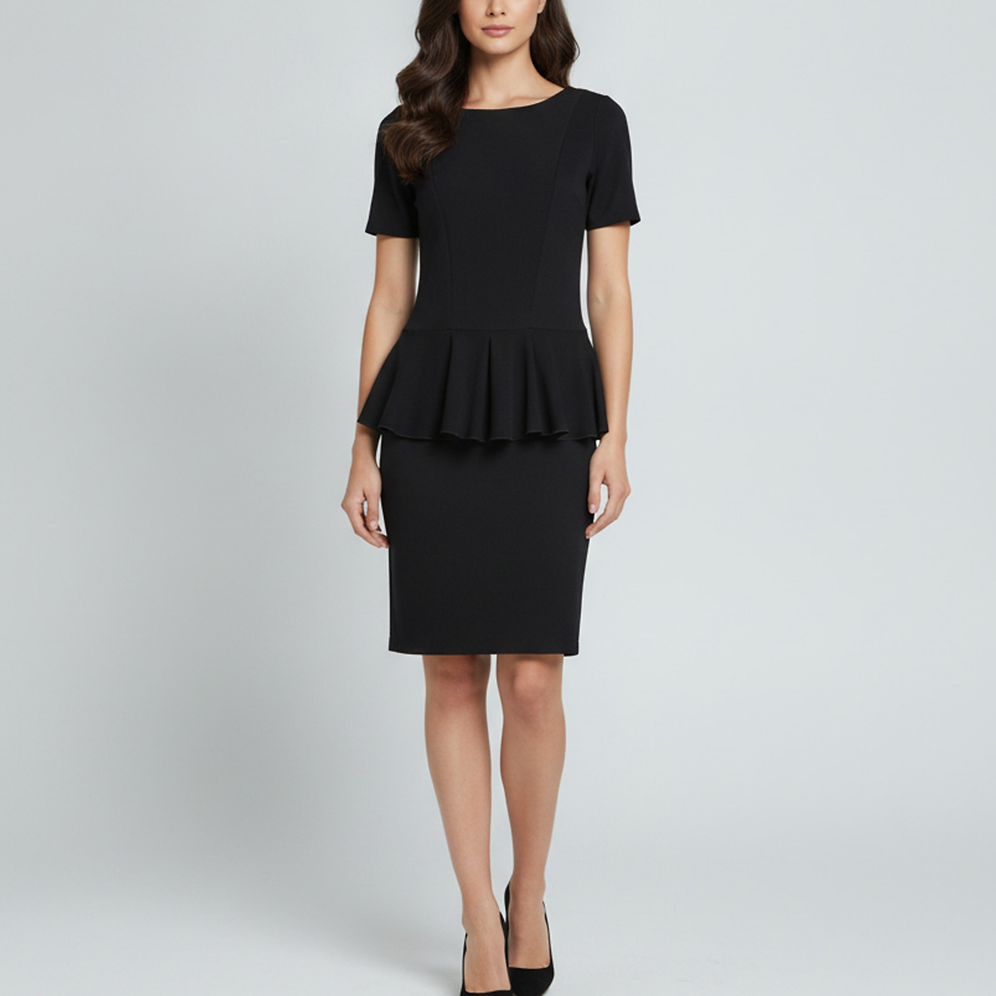 Maje Black Jersey Elphege Knee Length Peplum Dress L