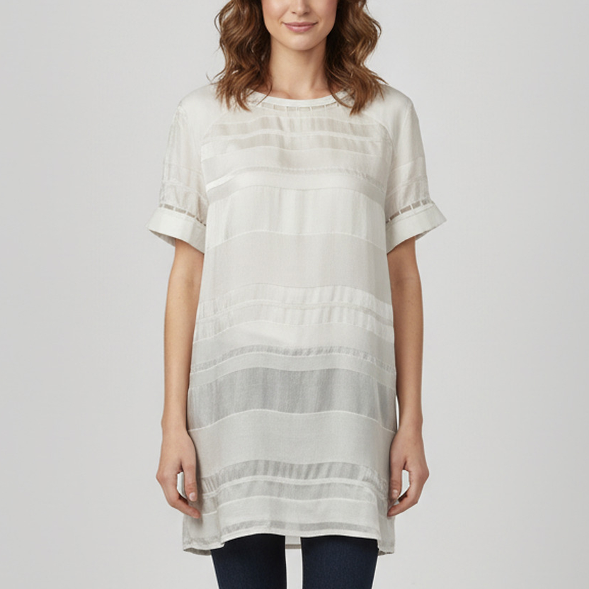 Iro Frey Silk Stripe Round Neck Short Dress M