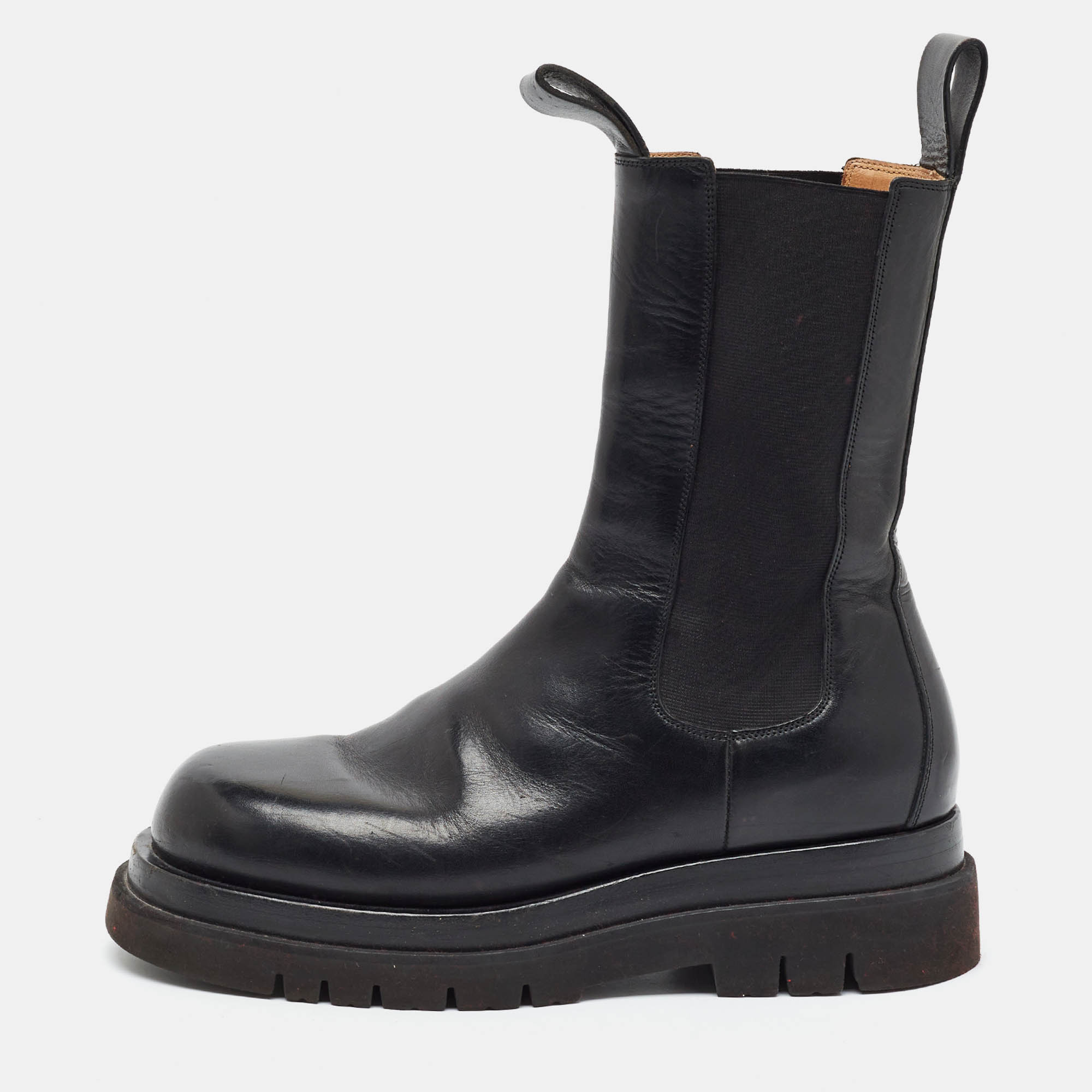 Bottega Veneta Lug Size 42 Black Leather Chelsea Boots