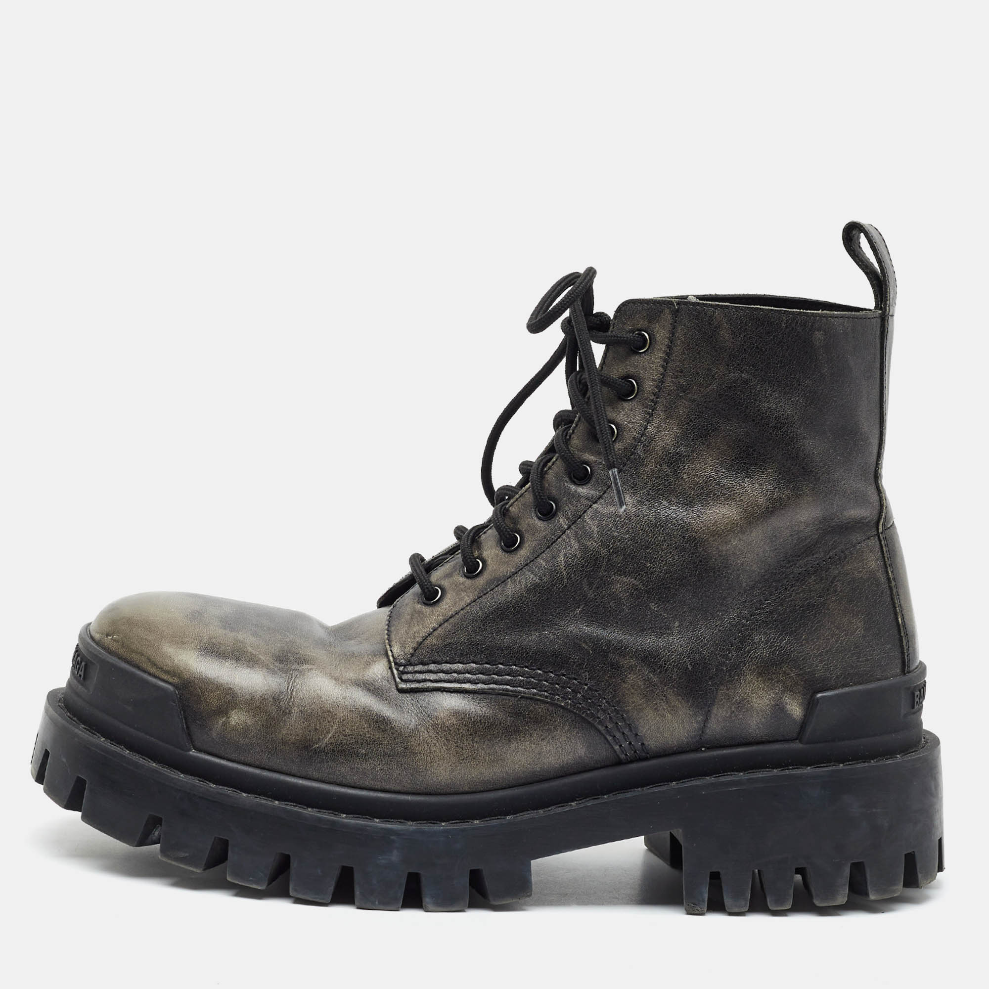 Balenciaga Strike Size 42 Black/Beige Leather Combat Boots