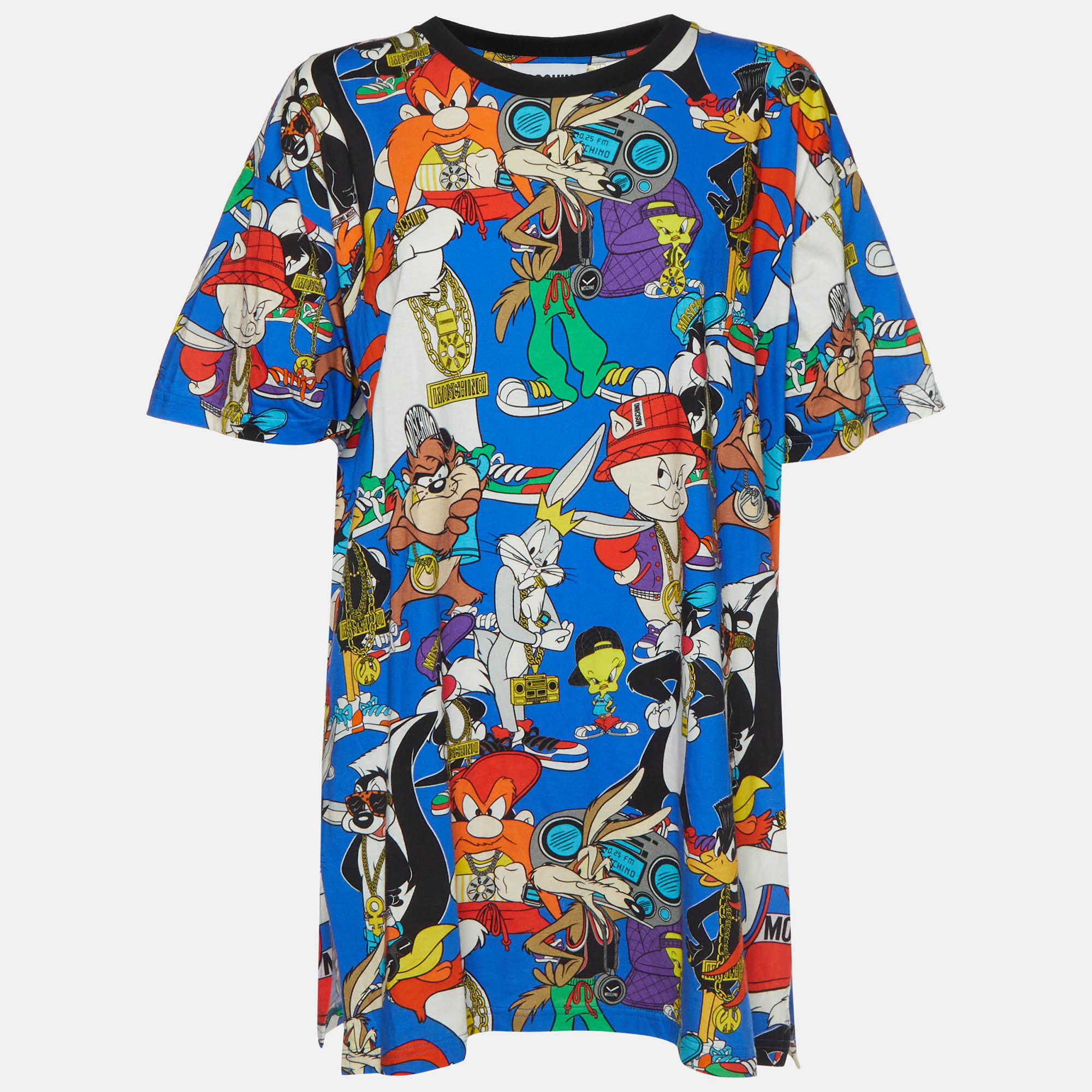 Moschino X Looney Tunes Blue Printed Jersey Short Dress M